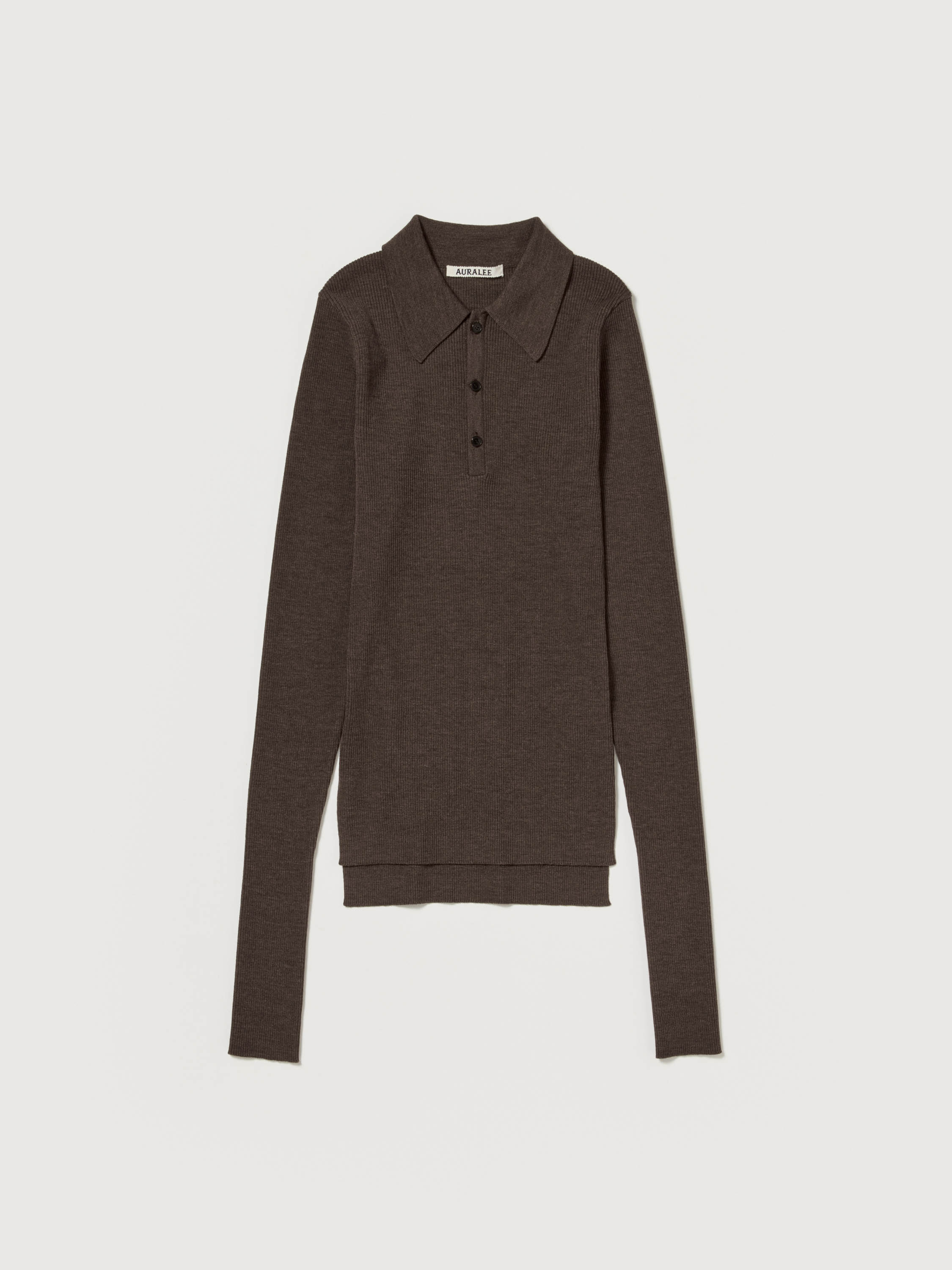 SUPER FINE WOOL HIGH GAUGE RIB KNIT POLO 詳細画像 TOP BROWN 1