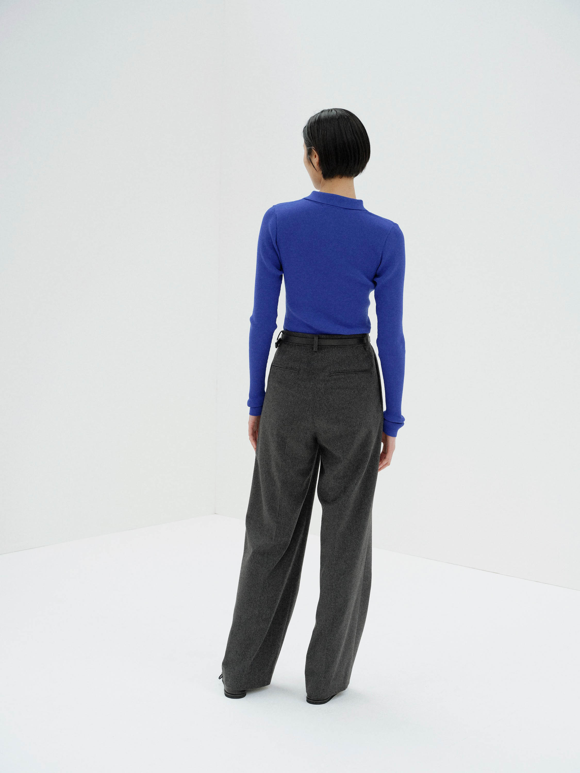 SUPER FINE WOOL HIGH GAUGE RIB KNIT POLO 詳細画像 ROYAL BLUE 4
