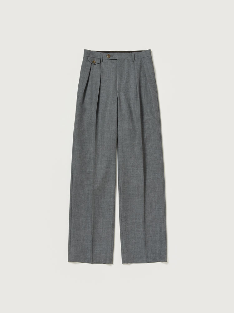 BLUEFACED WOOL TWO-TUCK SLACKS