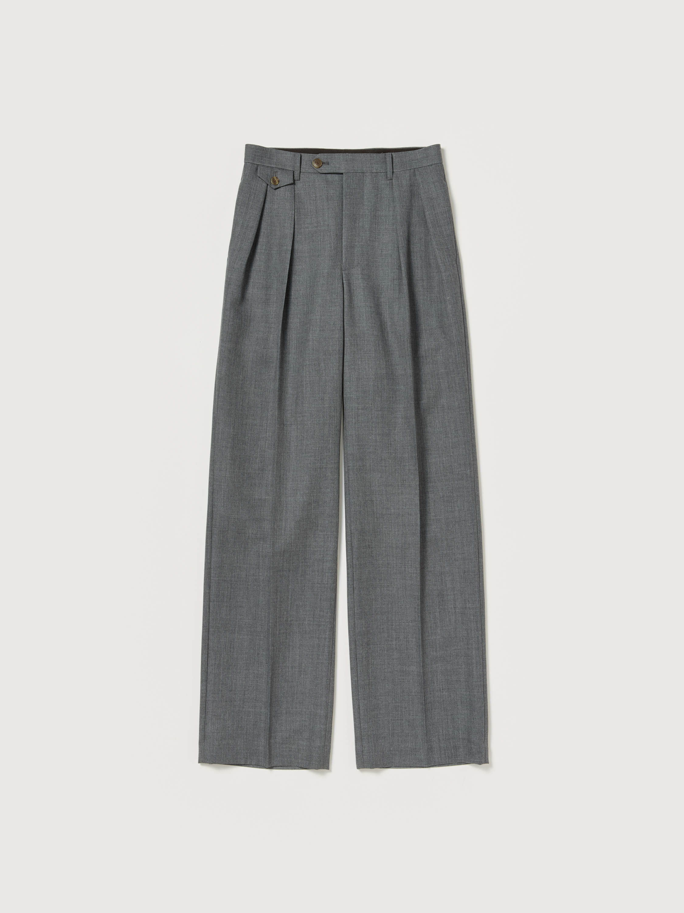 BLUEFACED WOOL TWO-TUCK SLACKS 詳細画像 GRAY STRIPE 5