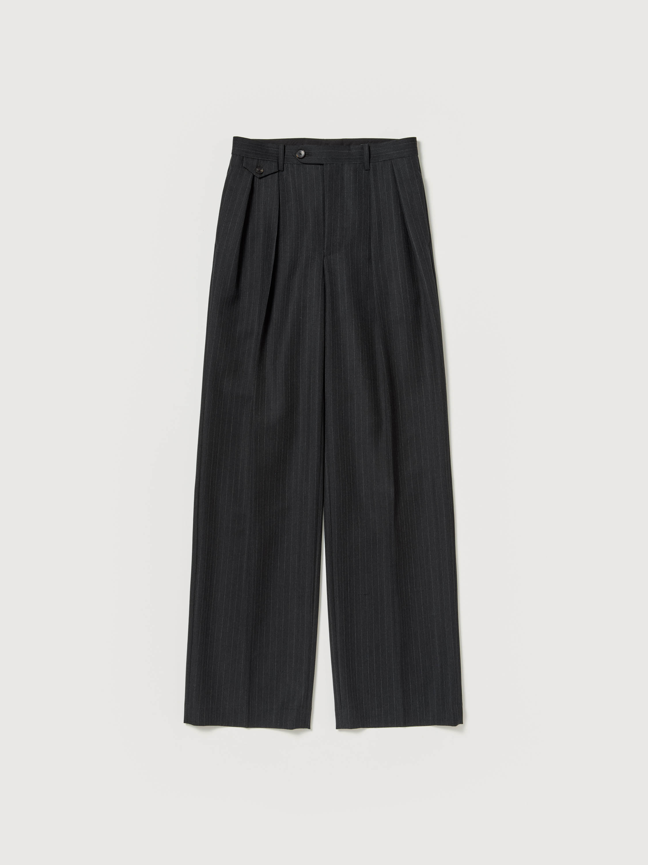 BLUEFACED WOOL TWO-TUCK SLACKS 詳細画像 CHARCOAL NAVY STRIPE 1