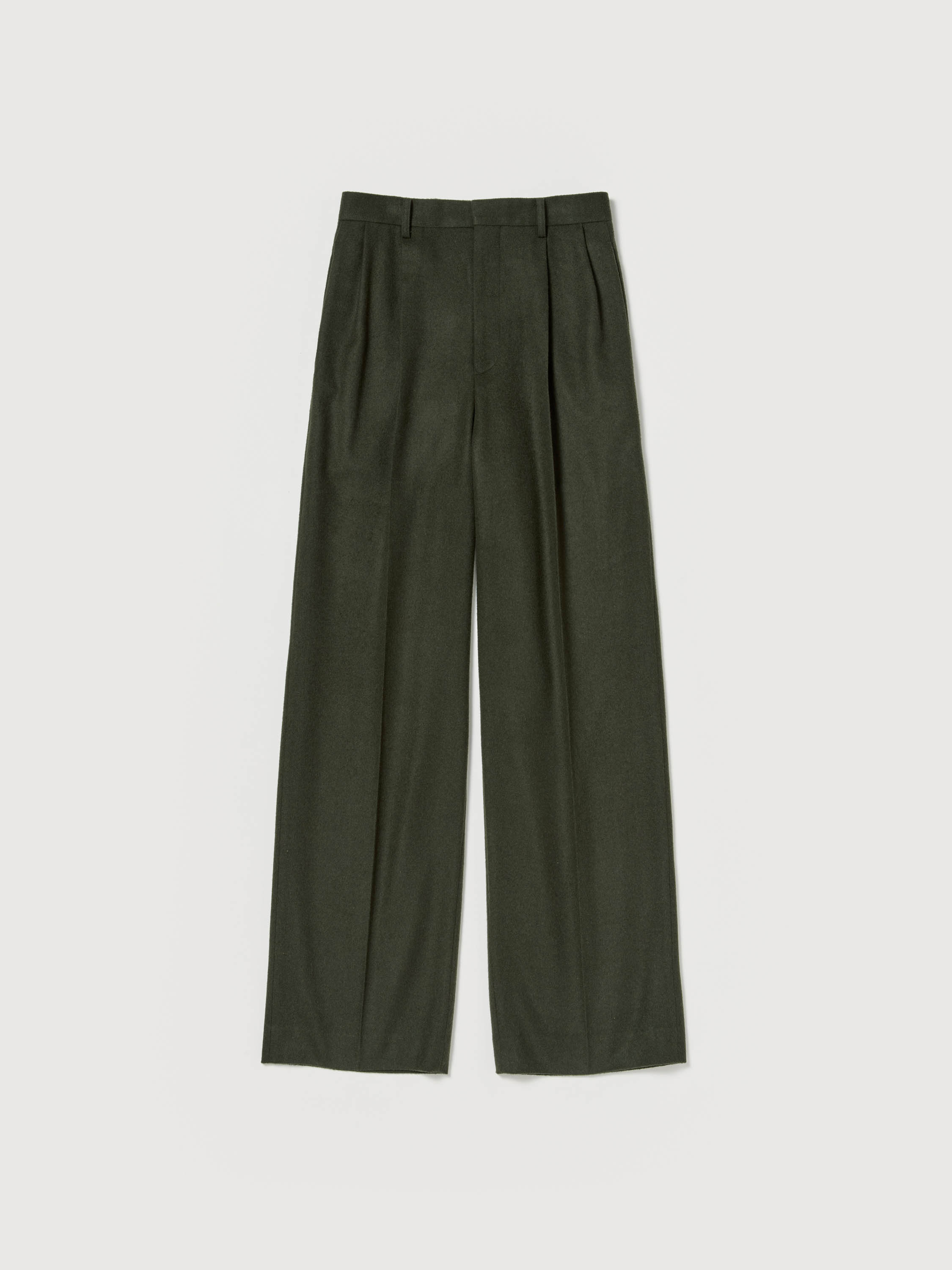 BABY CAMEL FLANNEL TWO-TUCK SLACKS 詳細画像 DARK OLIVE 6