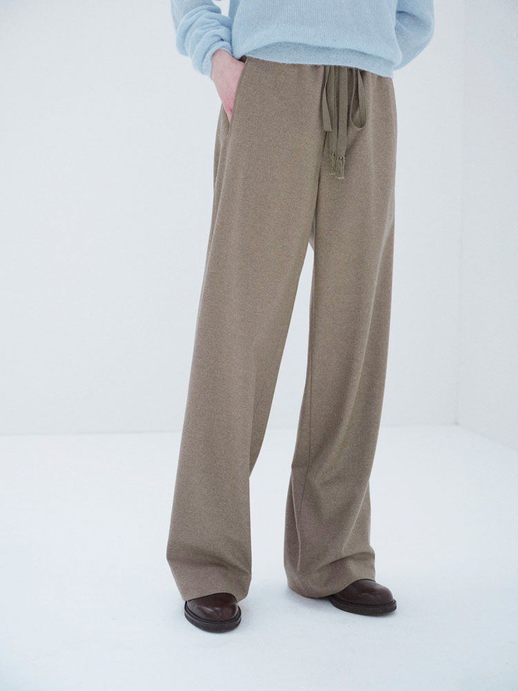 WOOL FULLING FLANNEL DRAWSTRING PANTS