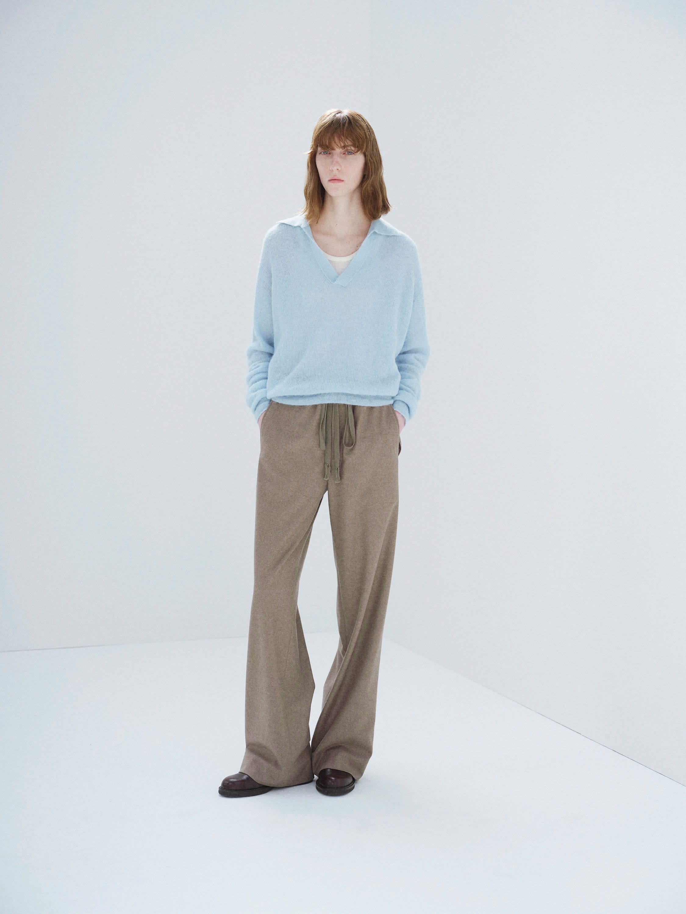 WOOL FULLING FLANNEL DRAWSTRING PANTS 詳細画像 TOP BROWN 2