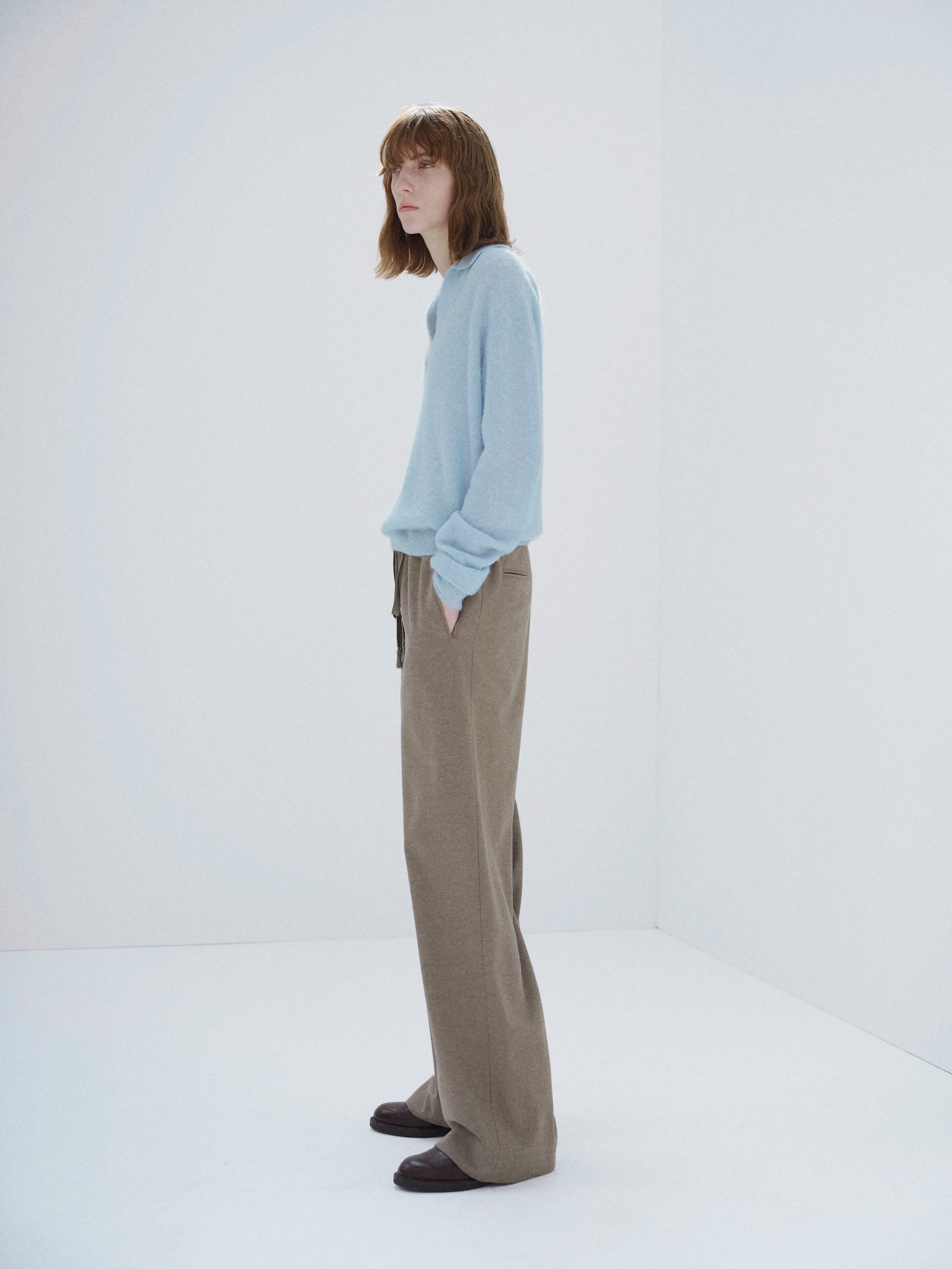 WOOL FULLING FLANNEL DRAWSTRING PANTS 詳細画像 TOP BROWN 3