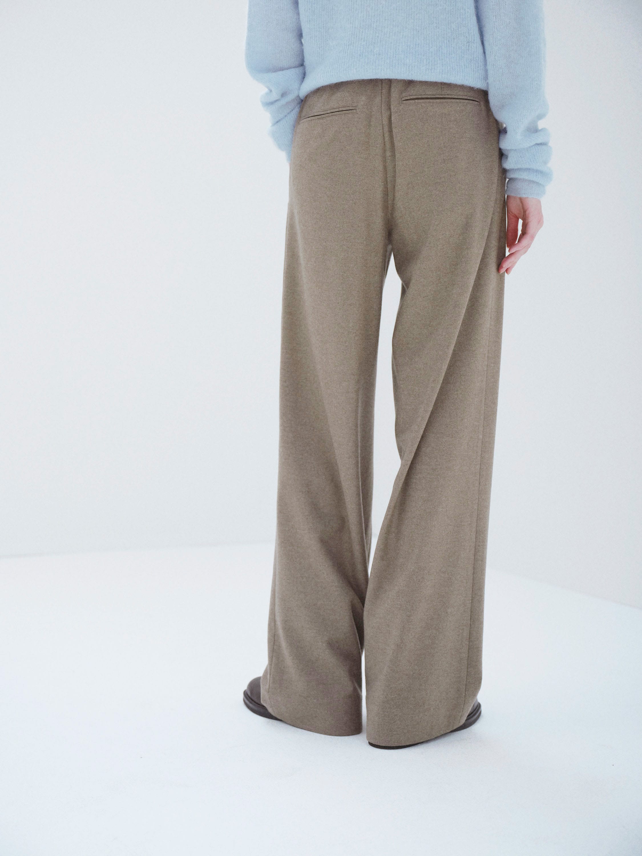 WOOL FULLING FLANNEL DRAWSTRING PANTS 詳細画像 TOP BROWN 4