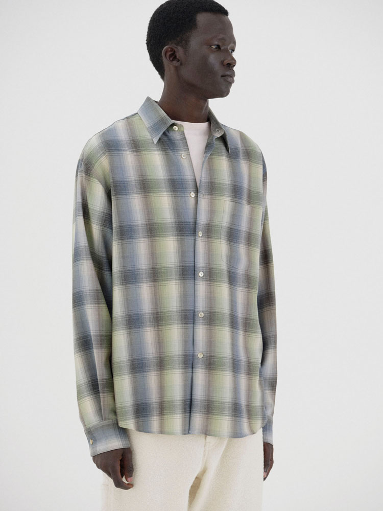 SUPER LIGHT WOOL CHECK SHIRT
