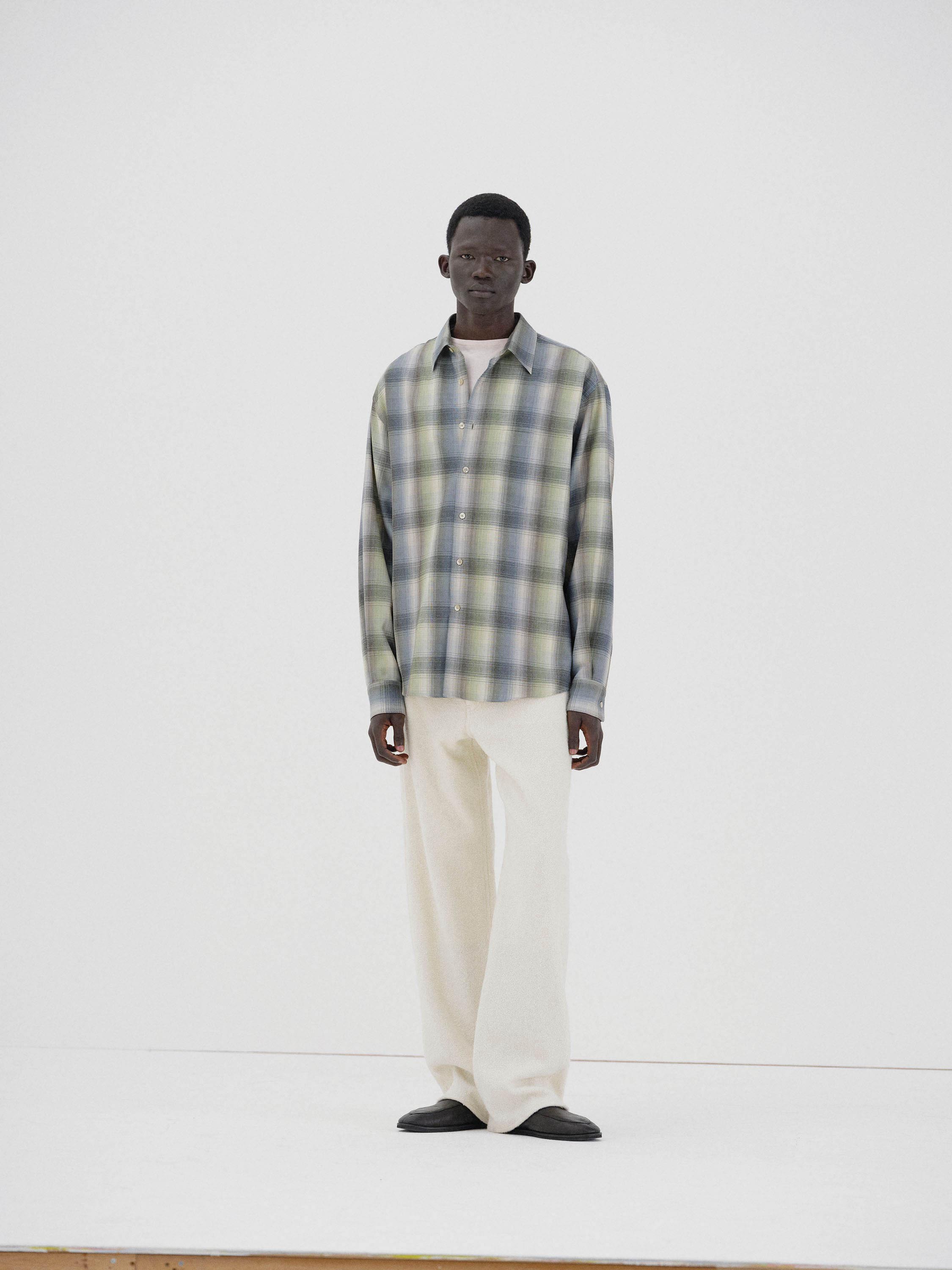 SUPER LIGHT WOOL CHECK SHIRT 詳細画像 BLUE GREEN CHECK 2