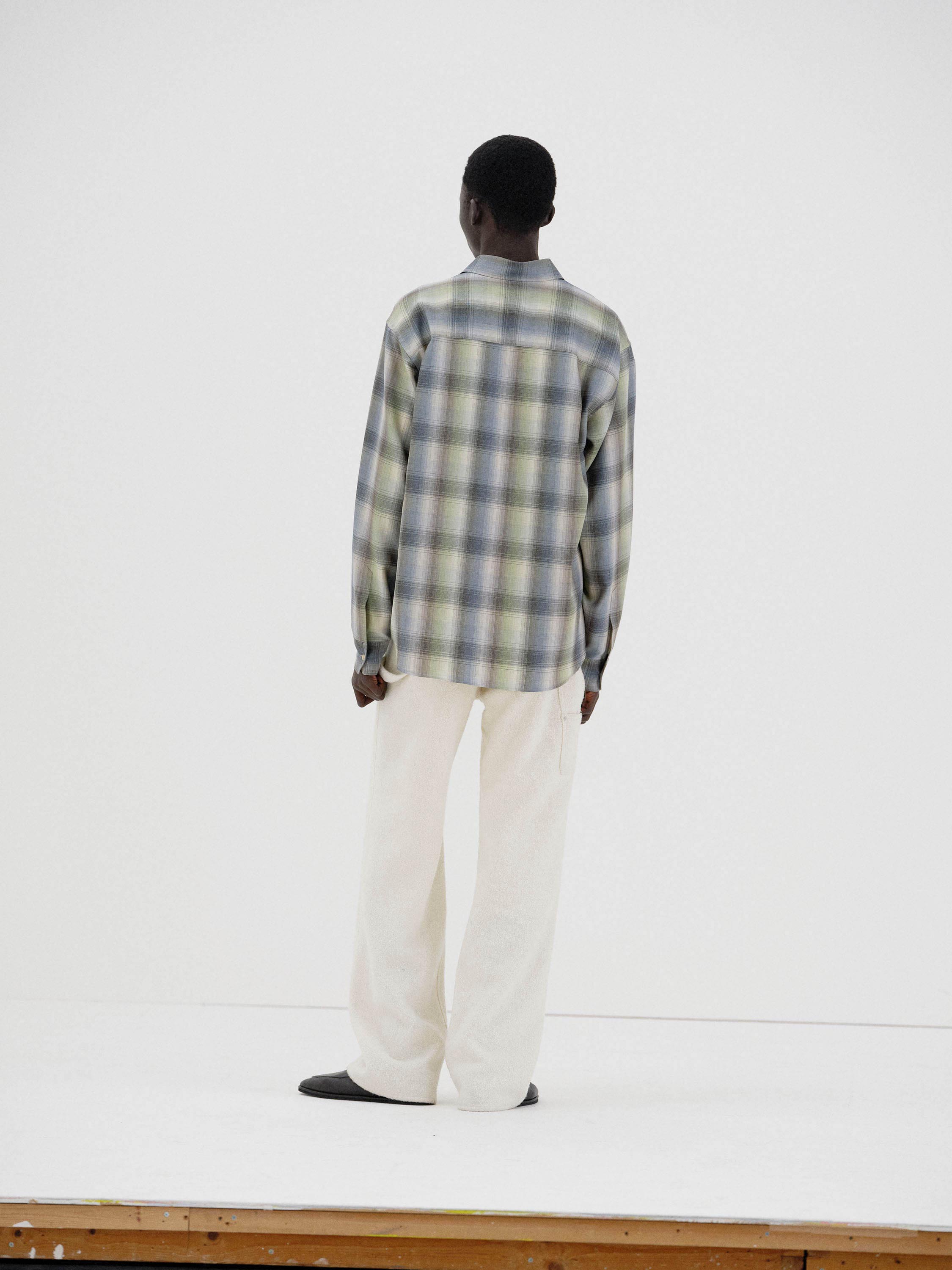 SUPER LIGHT WOOL CHECK SHIRT 詳細画像 BLUE GREEN CHECK 4