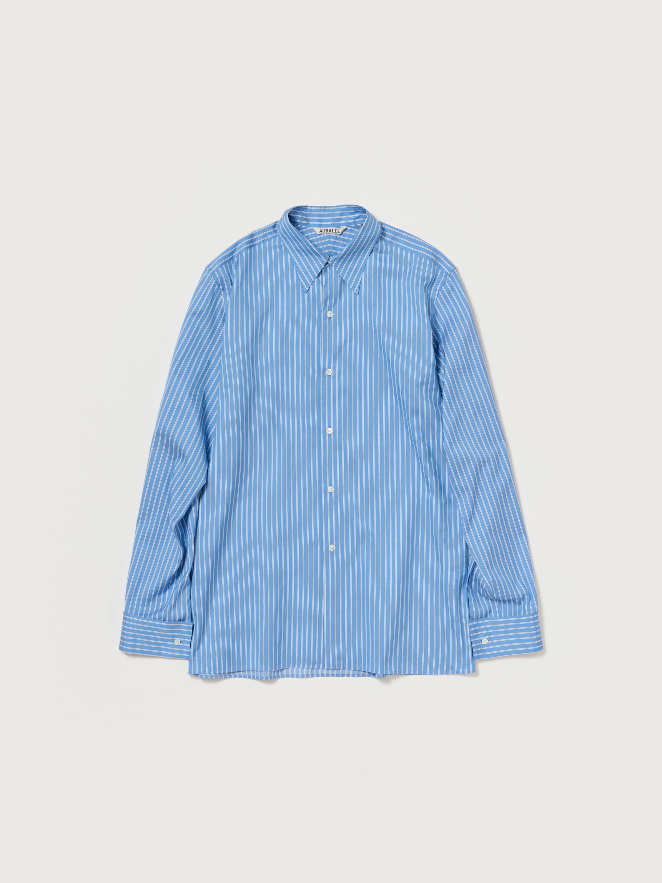 COTTON SILK STRIPE DOUBLE-CUFF SHIRT 詳細画像 BLUE STRIPE 1