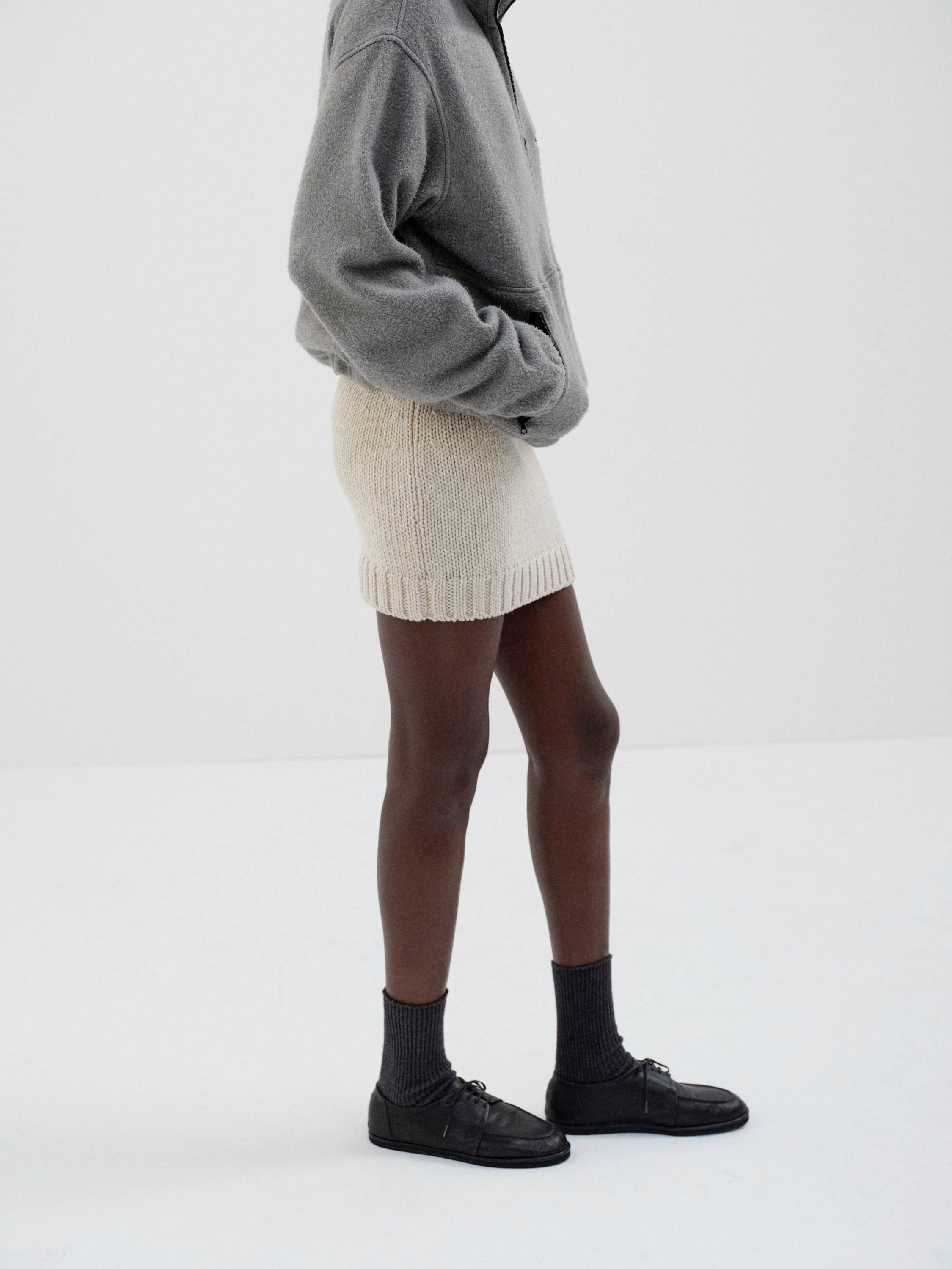 WOOL CASHMERE FELTED KNIT SKIRT 詳細画像 IVORY 2