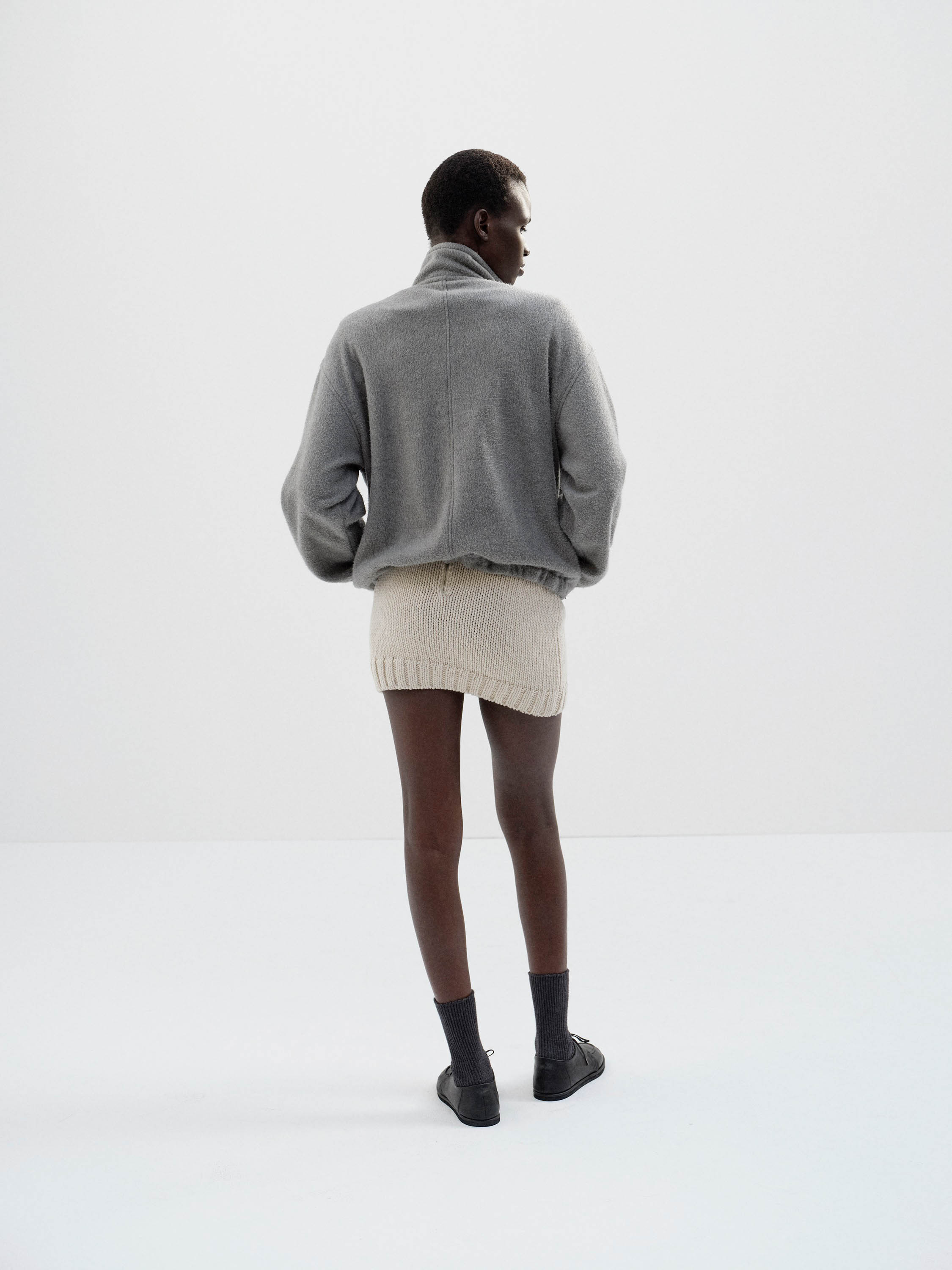 WOOL CASHMERE FELTED KNIT SKIRT 詳細画像 IVORY 4