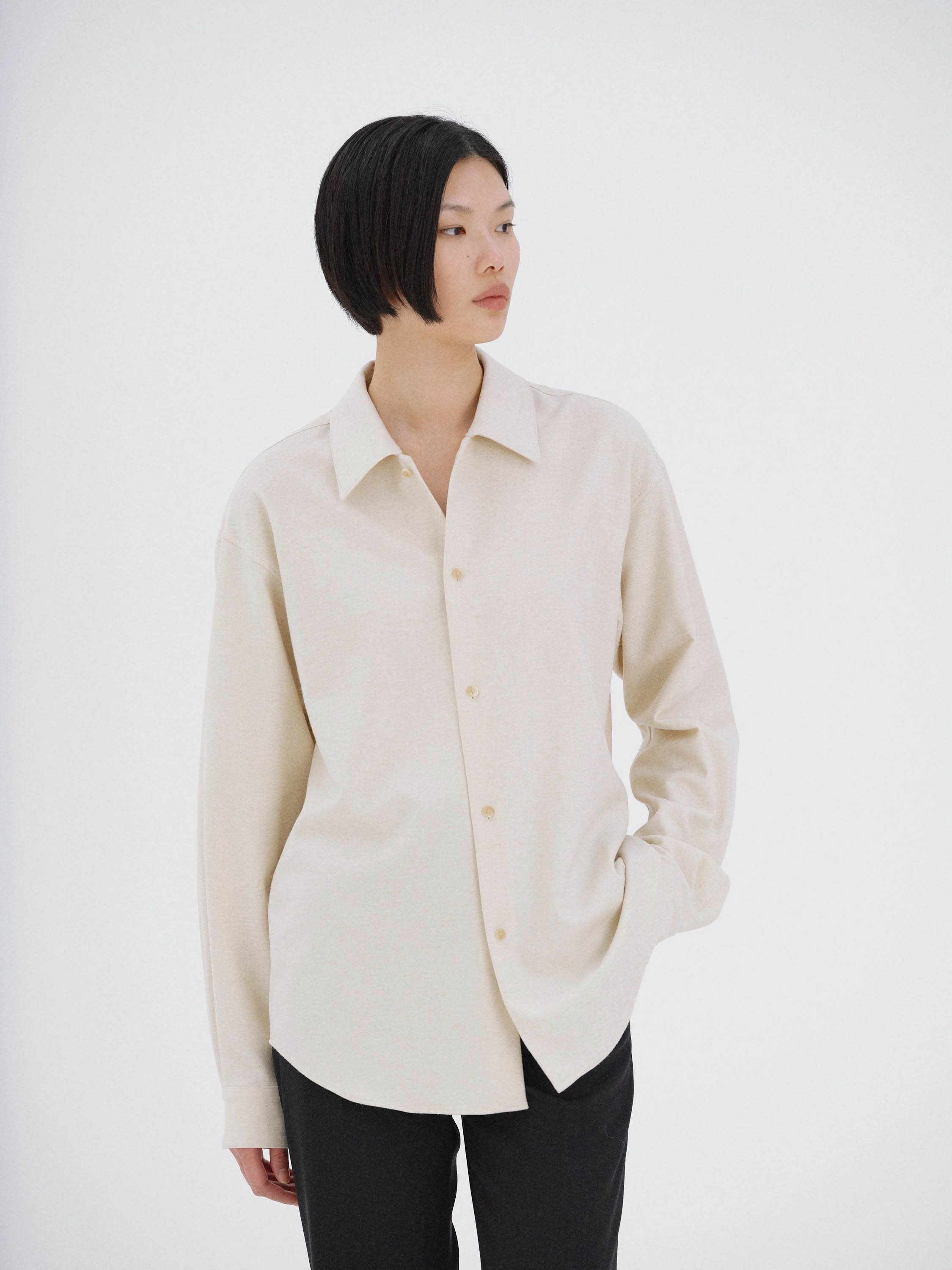 WOOL FULLING FLANNEL SHIRT 詳細画像 TOP IVORY 1