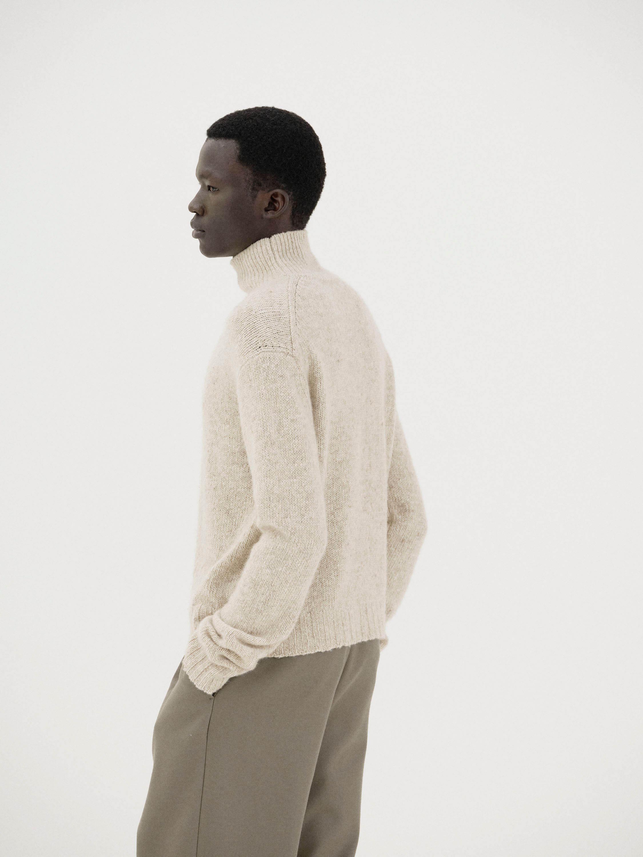 CASHMERE MELANGE KNIT TURTLE 詳細画像 TOP GRAY BEIGE 2