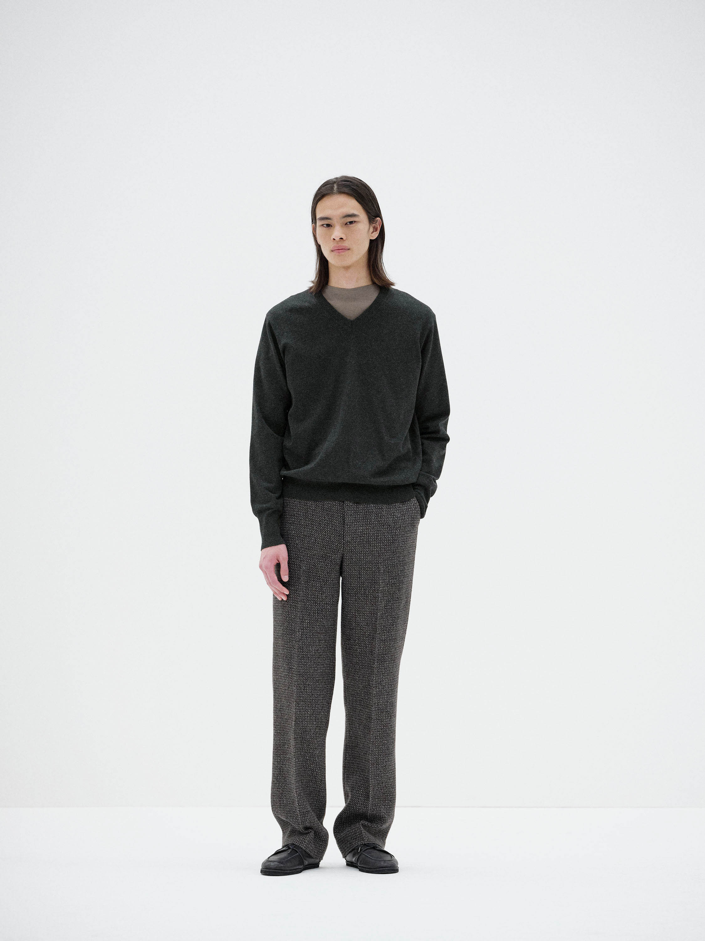 HIGH TWIST WOOL KNIT V-NECK P/O 詳細画像 CHARCOAL 1