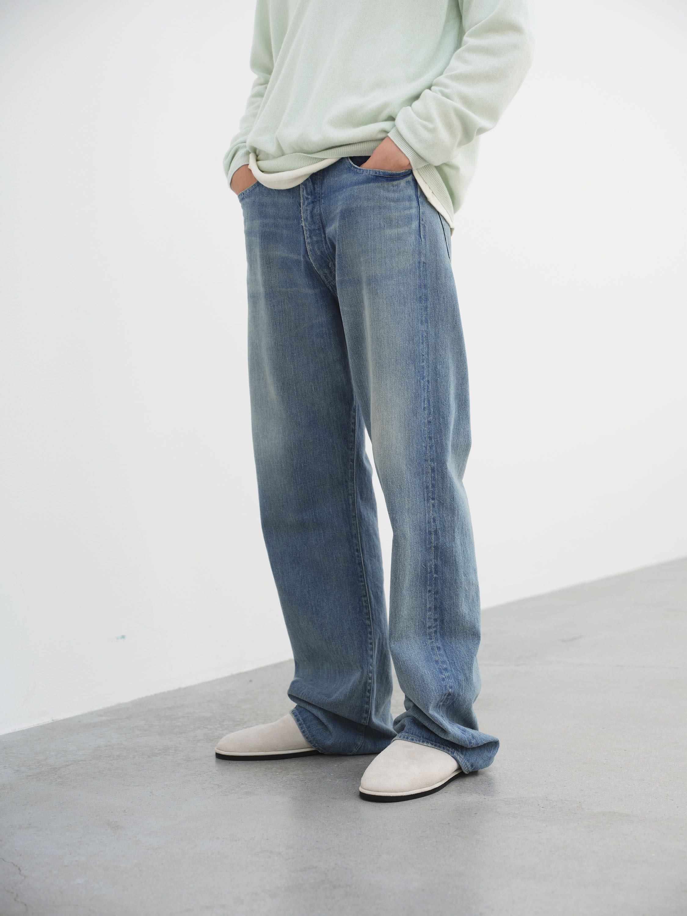 SELVEDGE FADED LIGHT DENIM WIDE PANTS 詳細画像 LIGHT INDIGO 1