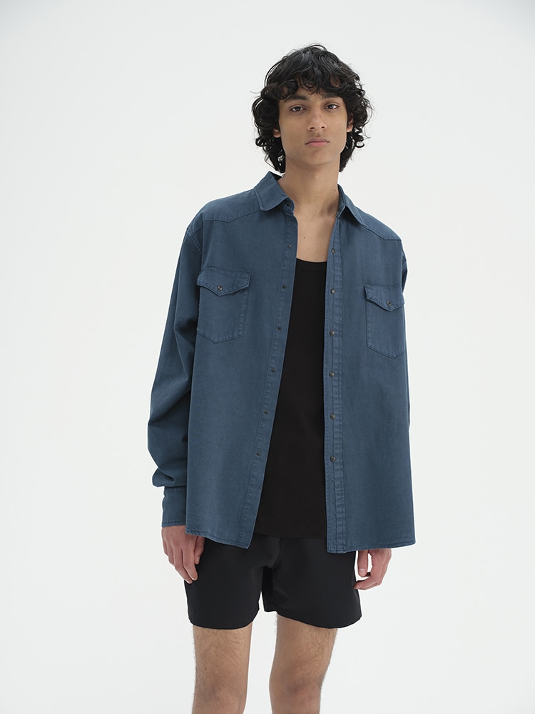 PRODUCT DYED FINX GABARDINE WESTERN SHIRT - AURALEE Official