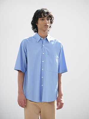 WASHED FINX TWILL BIG HALF SLEEVED SHIRT