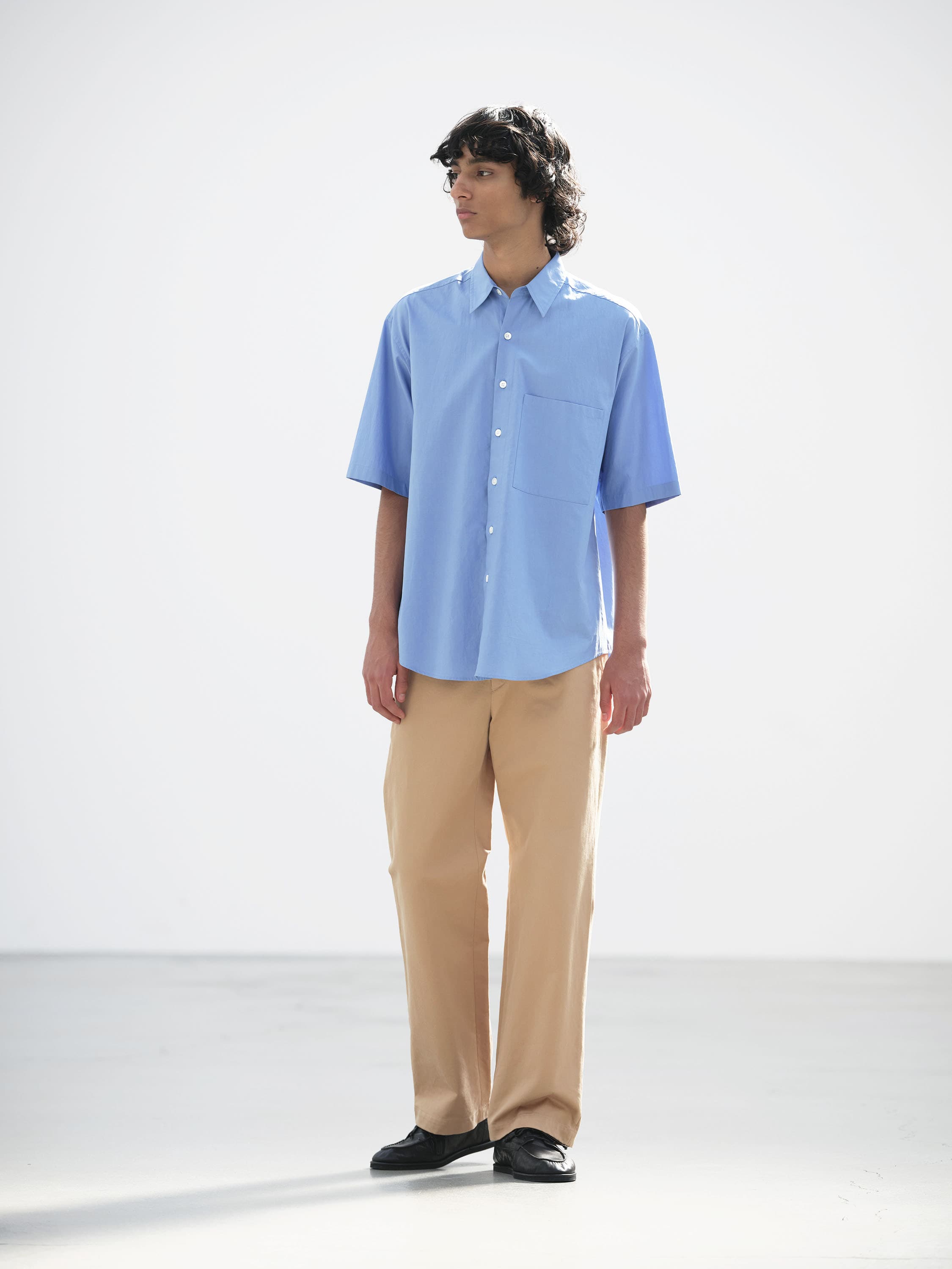 WASHED FINX TWILL BIG HALF SLEEVED SHIRT 詳細画像 BLUE 2