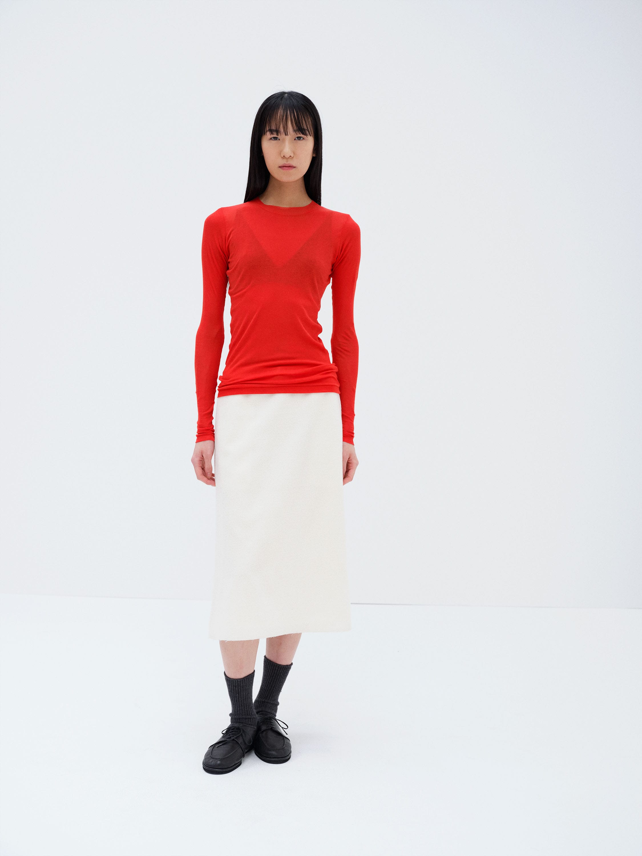 SUPER HIGH GAUGE SHEER RIB L/S TEE 詳細画像 RED 1