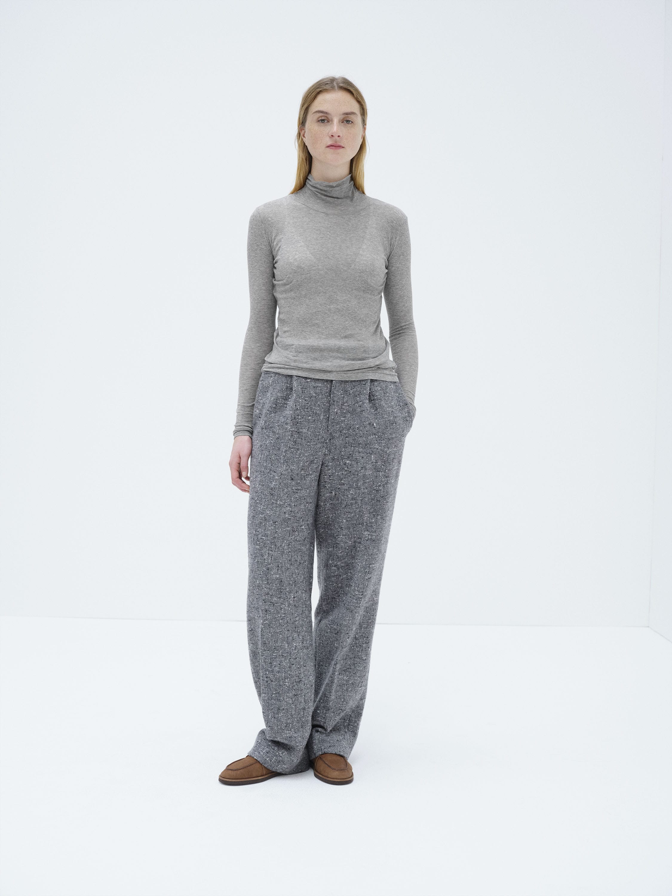 SUPER HIGH GAUGE SHEER RIB TURTLE NECK L/S TEE 詳細画像 TOP GRAY 3