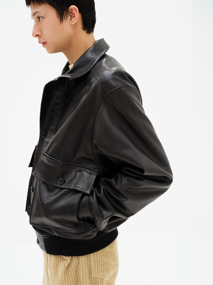 TEXTURED LAMB LEATHER BLOUSON