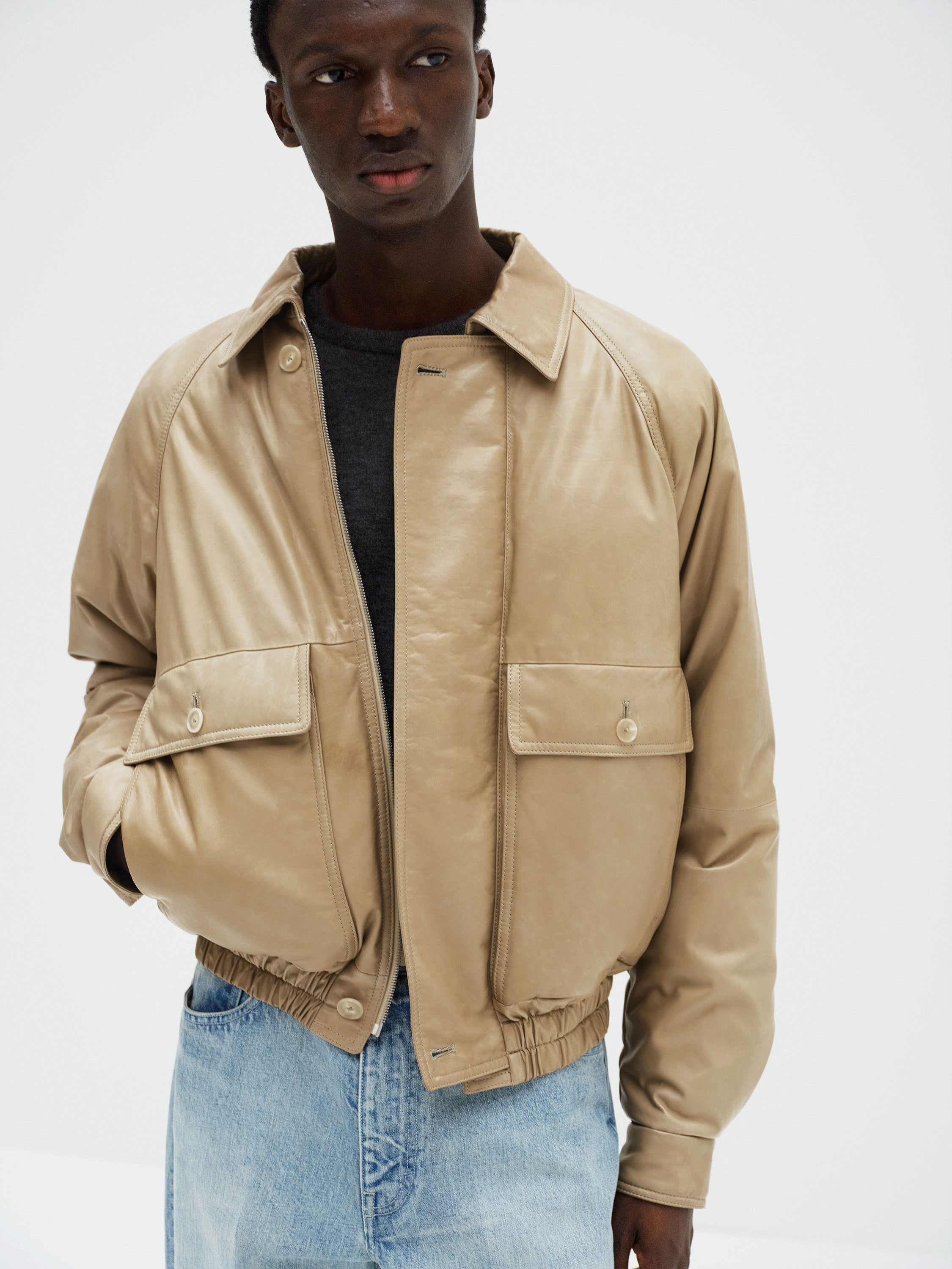 FINE CALF LEATHER DOWN BLOUSON 詳細画像 BEIGE 2