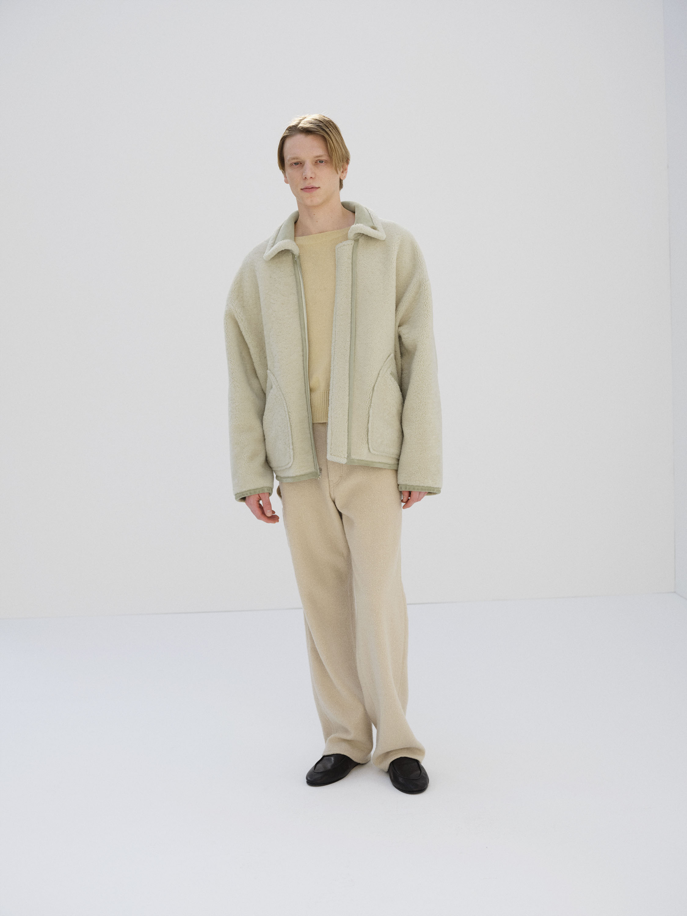 MERINO MOUTON ZIP BLOUSON 詳細画像 IVORY LIME 5