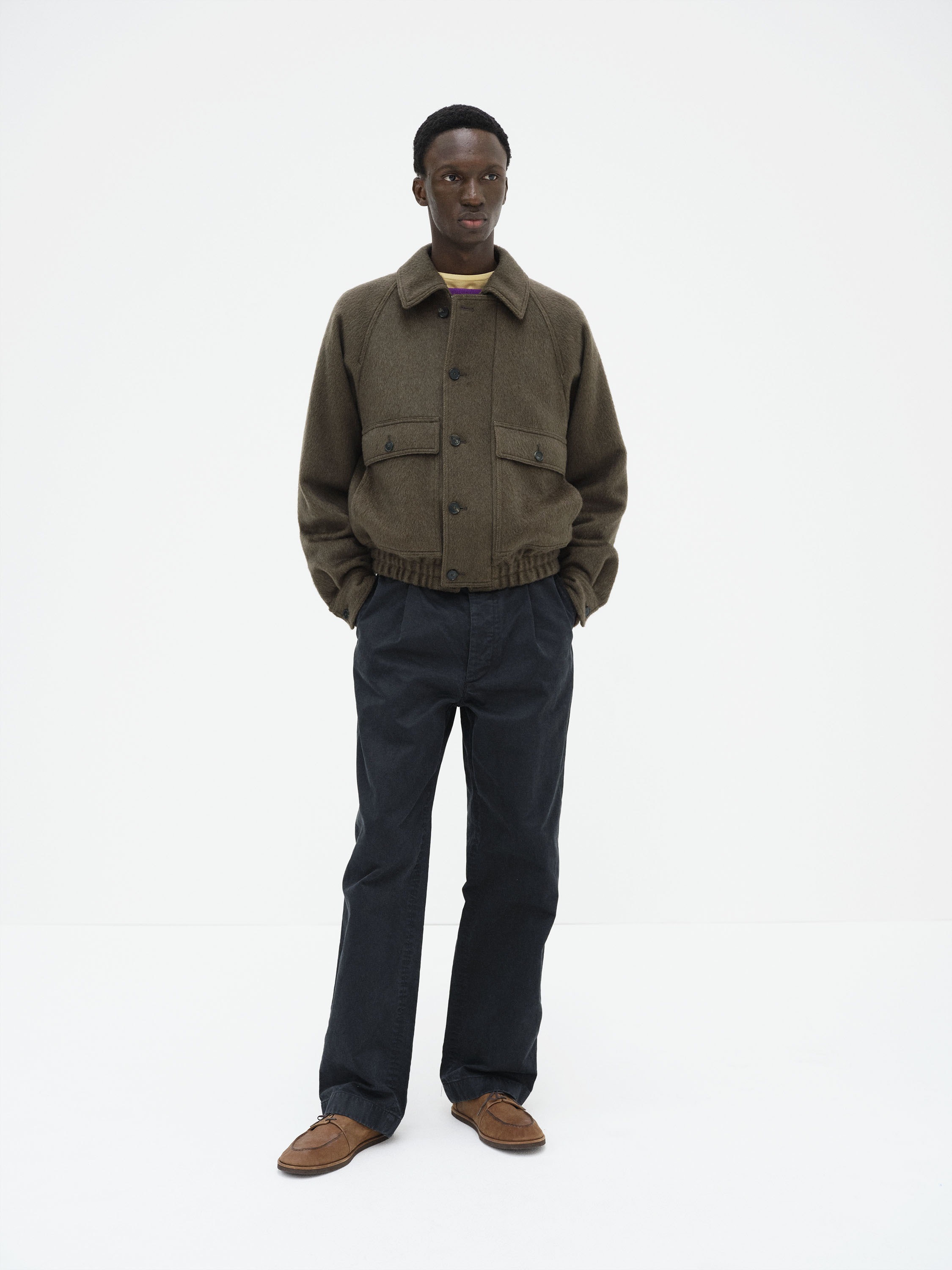HAIRY WOOL MOHAIR CHAMBRAY BLOUSON 詳細画像 BROWN 1
