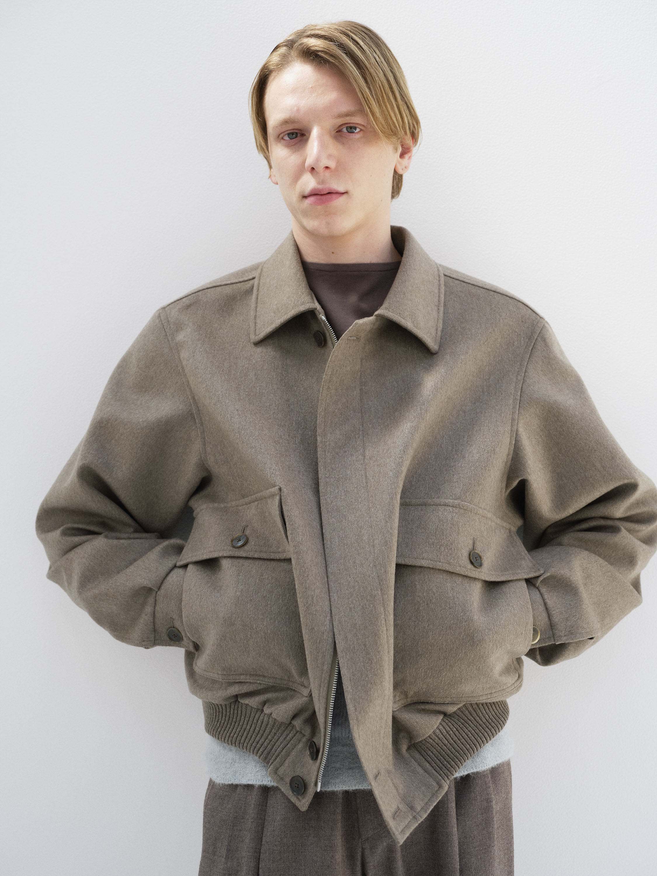 CASHMERE MOLESKIN ZIP BLOUSON 詳細画像 TOP BROWN BEIGE 1