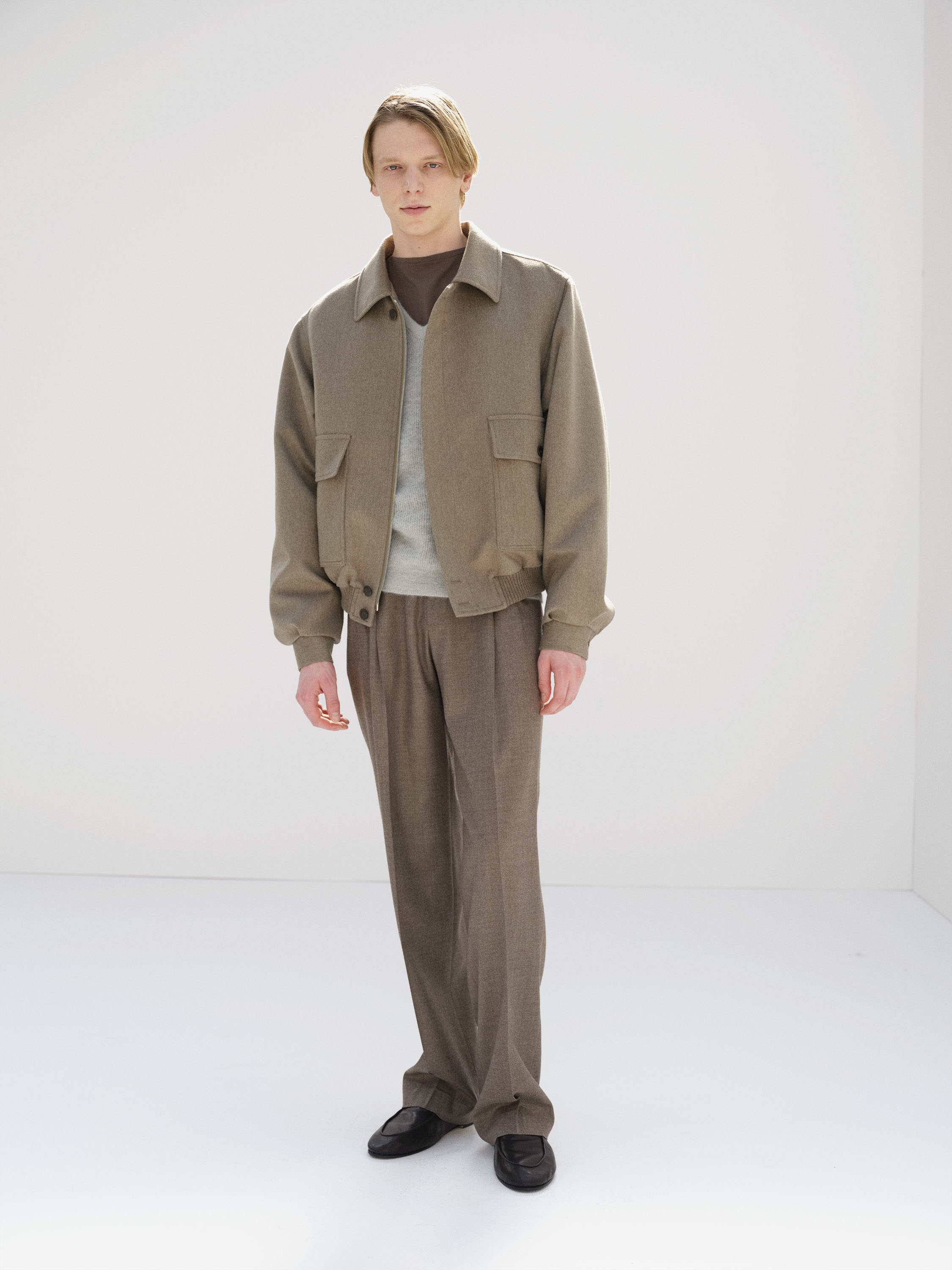 CASHMERE MOLESKIN ZIP BLOUSON 詳細画像 TOP BROWN BEIGE 2