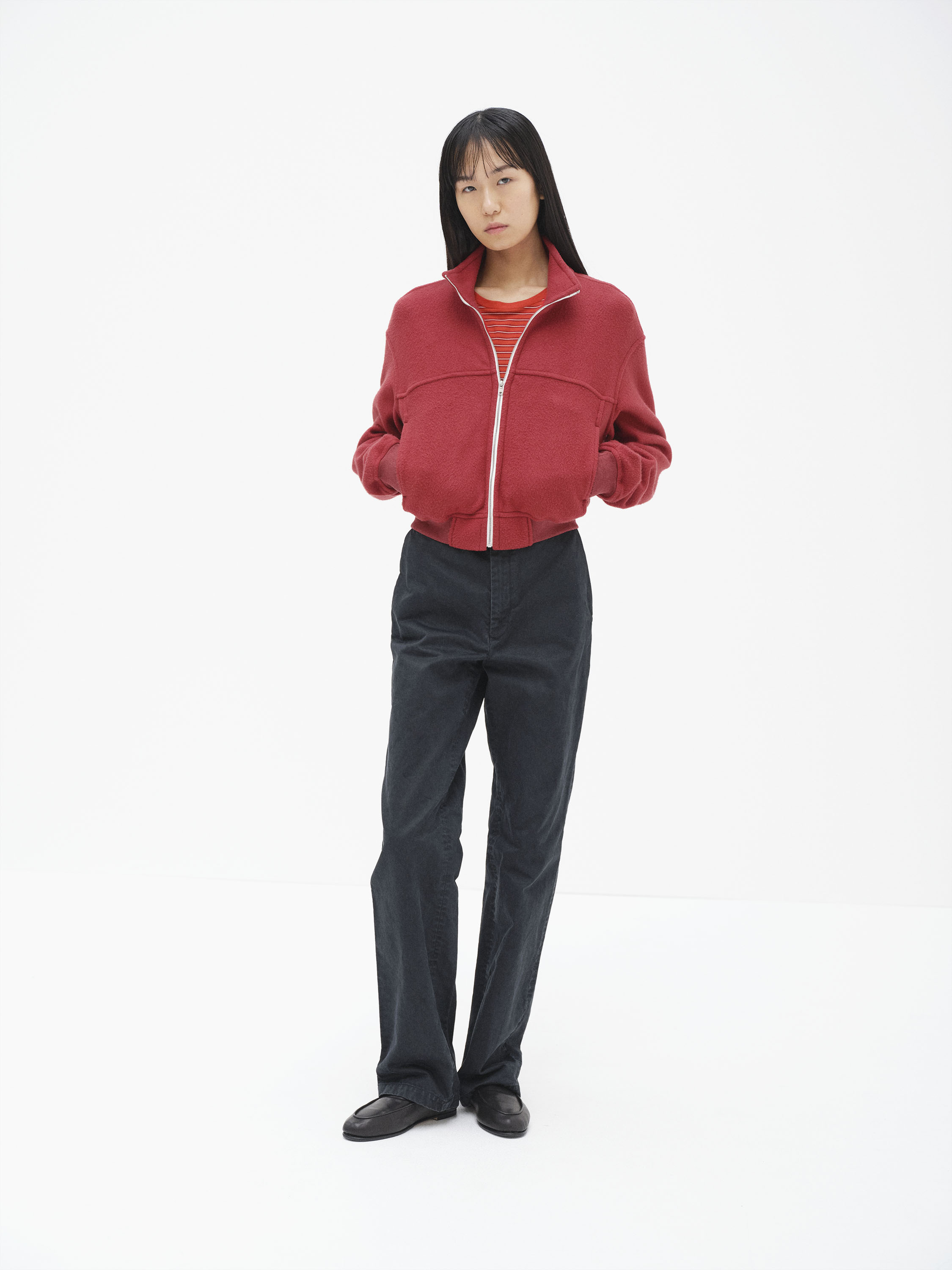 PURE SILK COMFORT FLEECE ZIP BLOUSON 詳細画像 RED 1