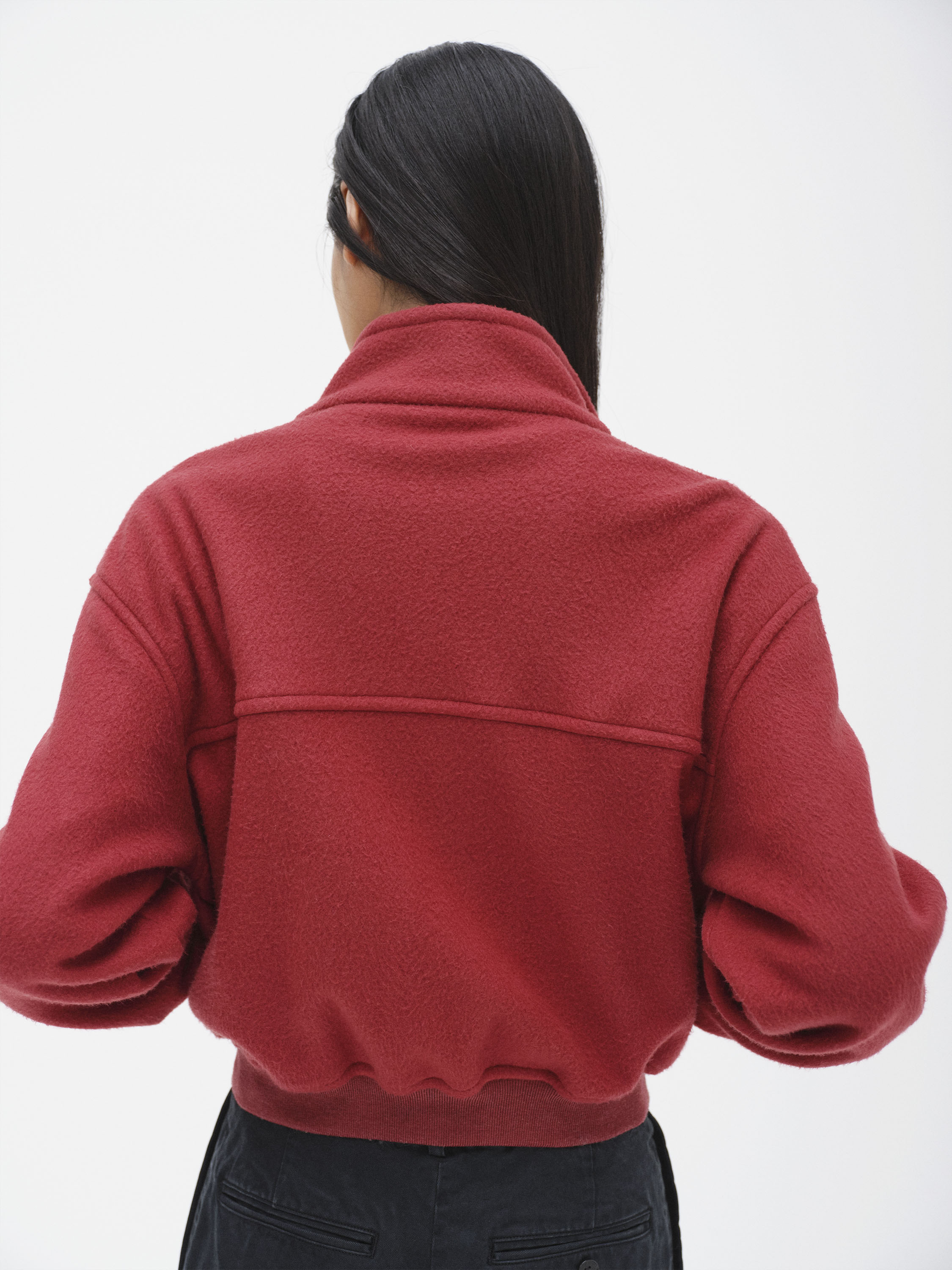 PURE SILK COMFORT FLEECE ZIP BLOUSON 詳細画像 RED 4