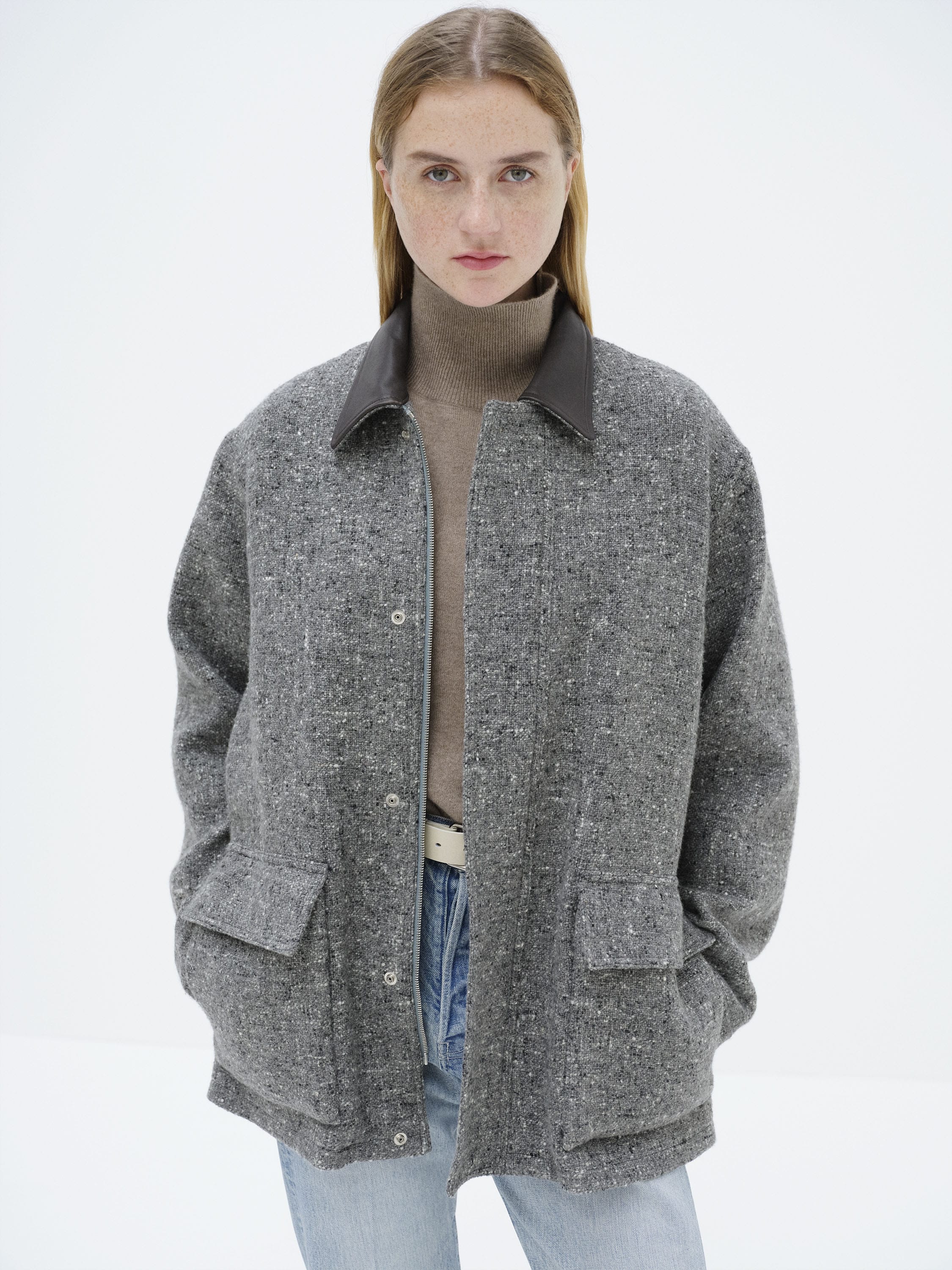 HOMESPUN TWEED ZIP BLOUSON 詳細画像 MIX GRAY 2