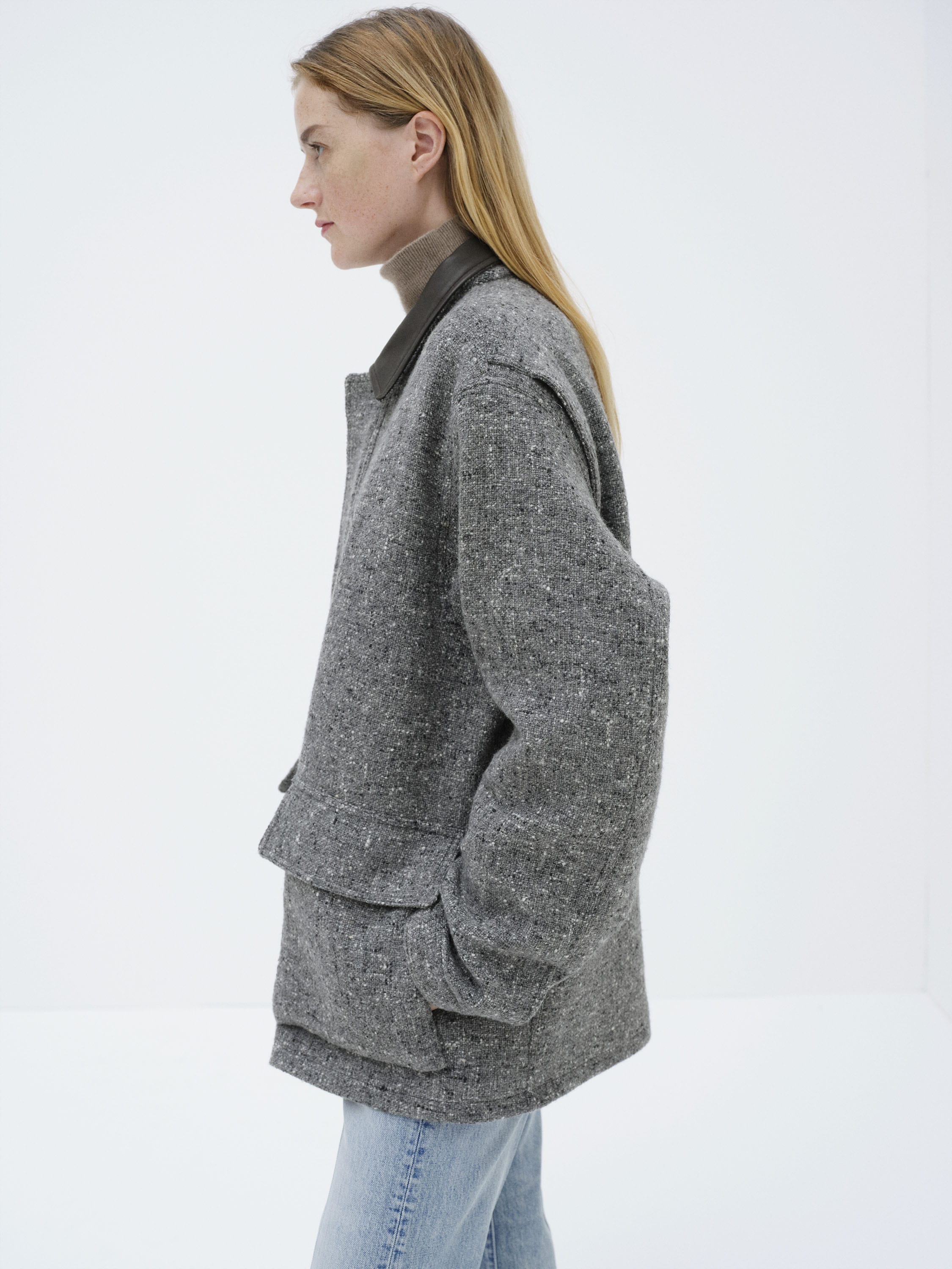 HOMESPUN TWEED ZIP BLOUSON 詳細画像 MIX GRAY 3