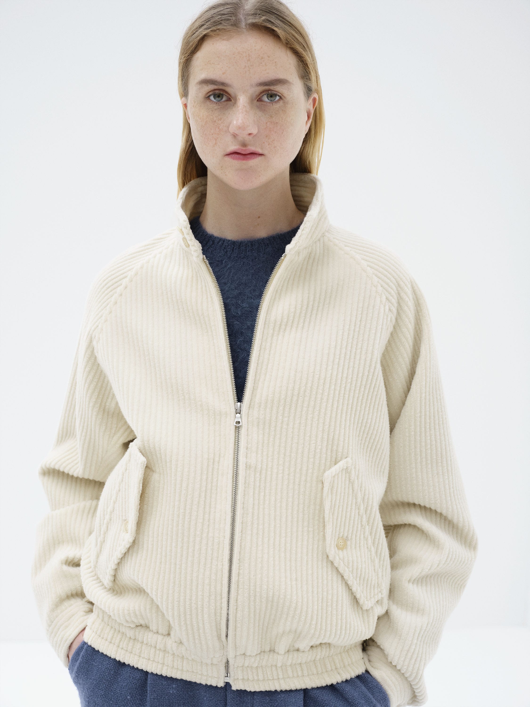 WOOL CASHMERE CORDUROY ZIP BLOUSON 詳細画像 IVORY 1