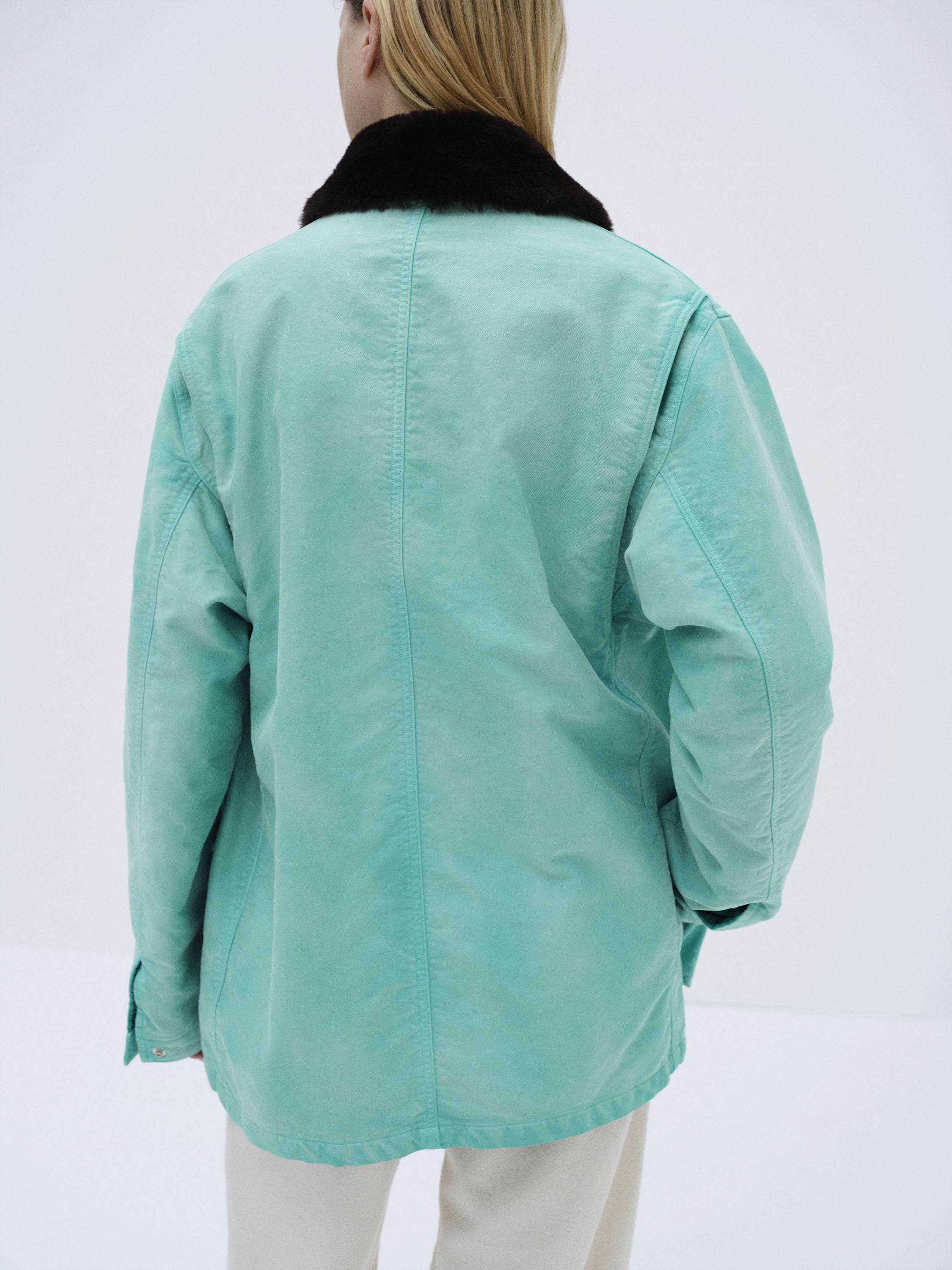 GARMENT-DYED ORGANIC COTTON HEAVY MOLESKIN BLOUSON 詳細画像 FADED AQUA GREEN 5