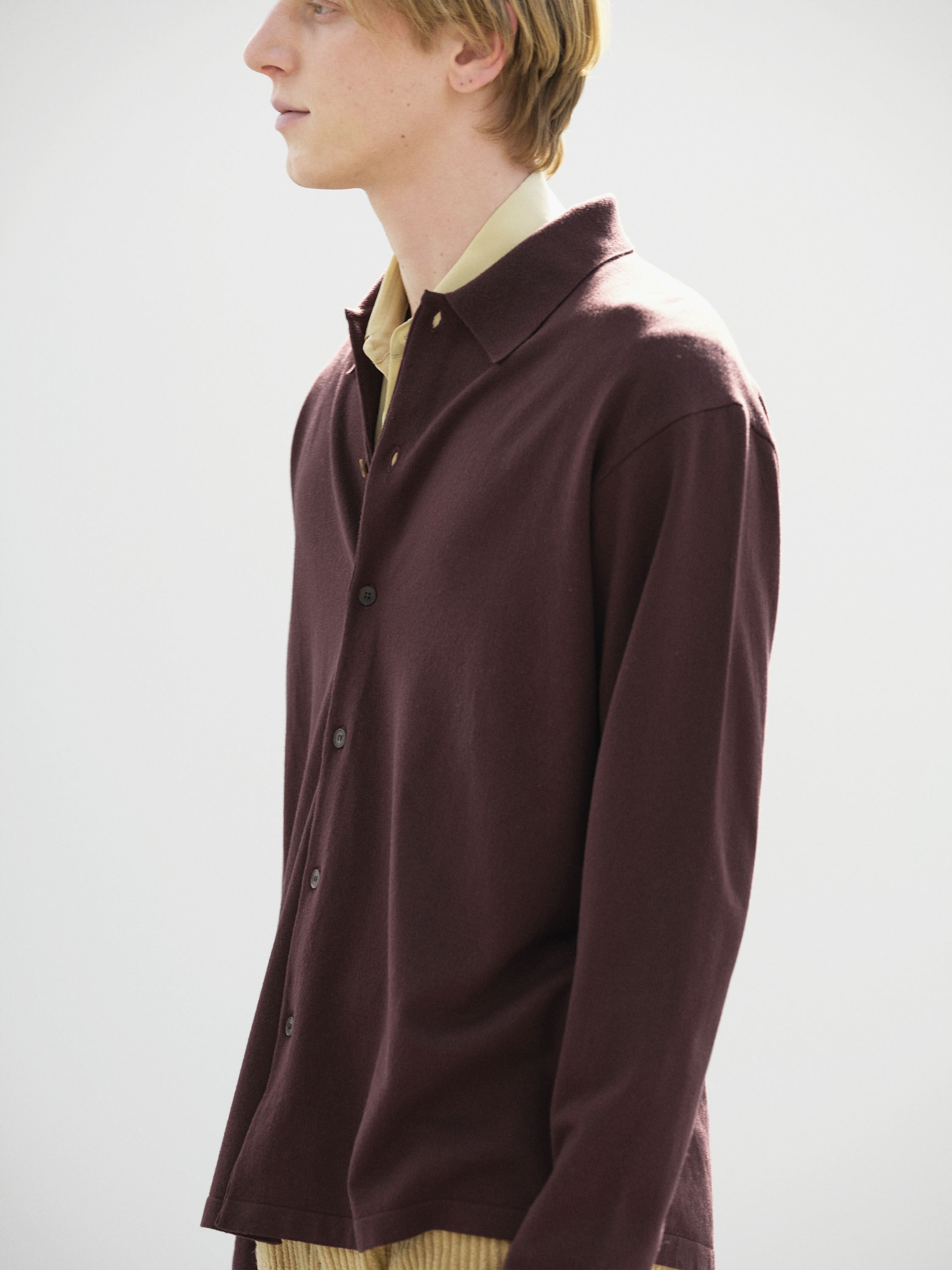 HIGH TWIST WOOL KNIT SHIRT CARDIGAN 詳細画像 RED BROWN 2