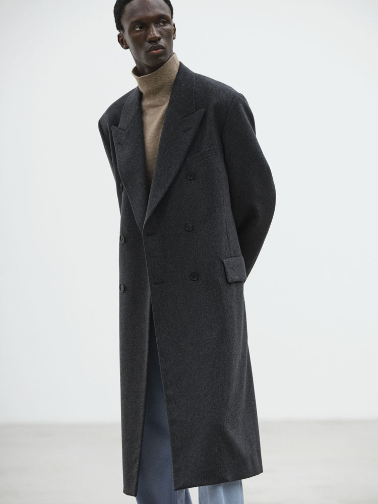 CASHMERE MOLESKIN DOUBLE-BREASTED COAT
