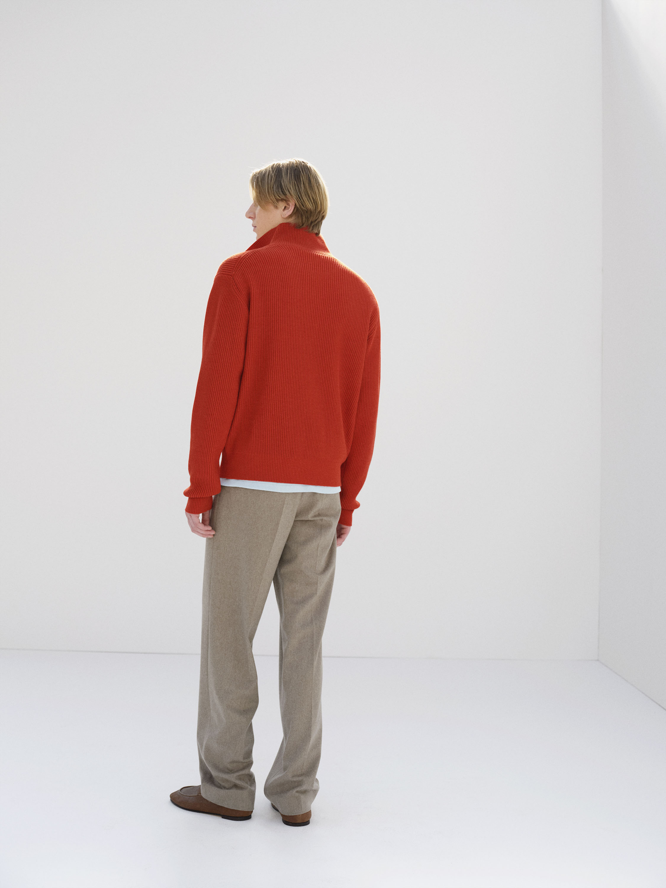 SUPER FINE WOOL RIB KNIT ZIP CARDIGAN 詳細画像 RED 4