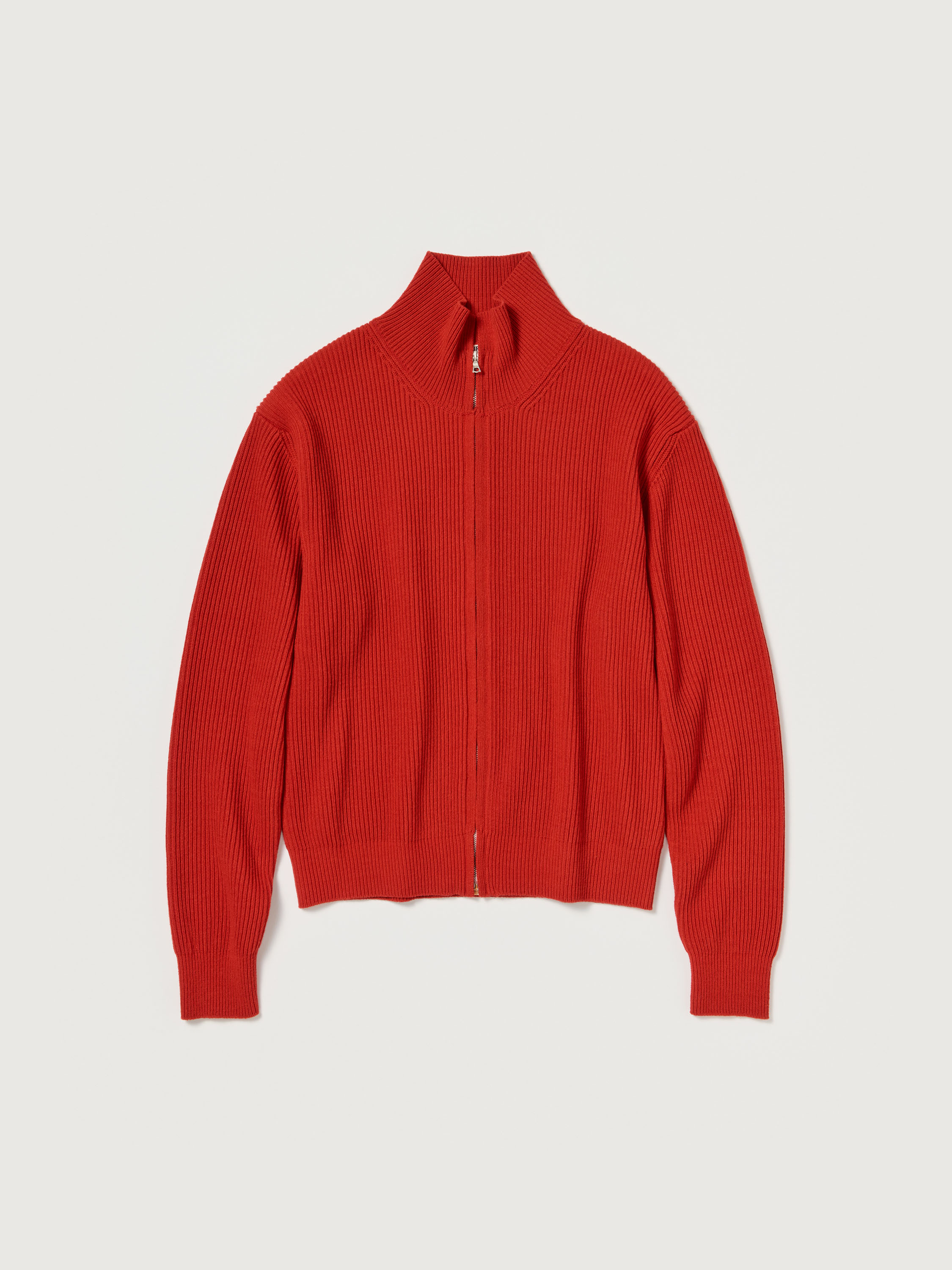 SUPER FINE WOOL RIB KNIT ZIP CARDIGAN 詳細画像 RED 5