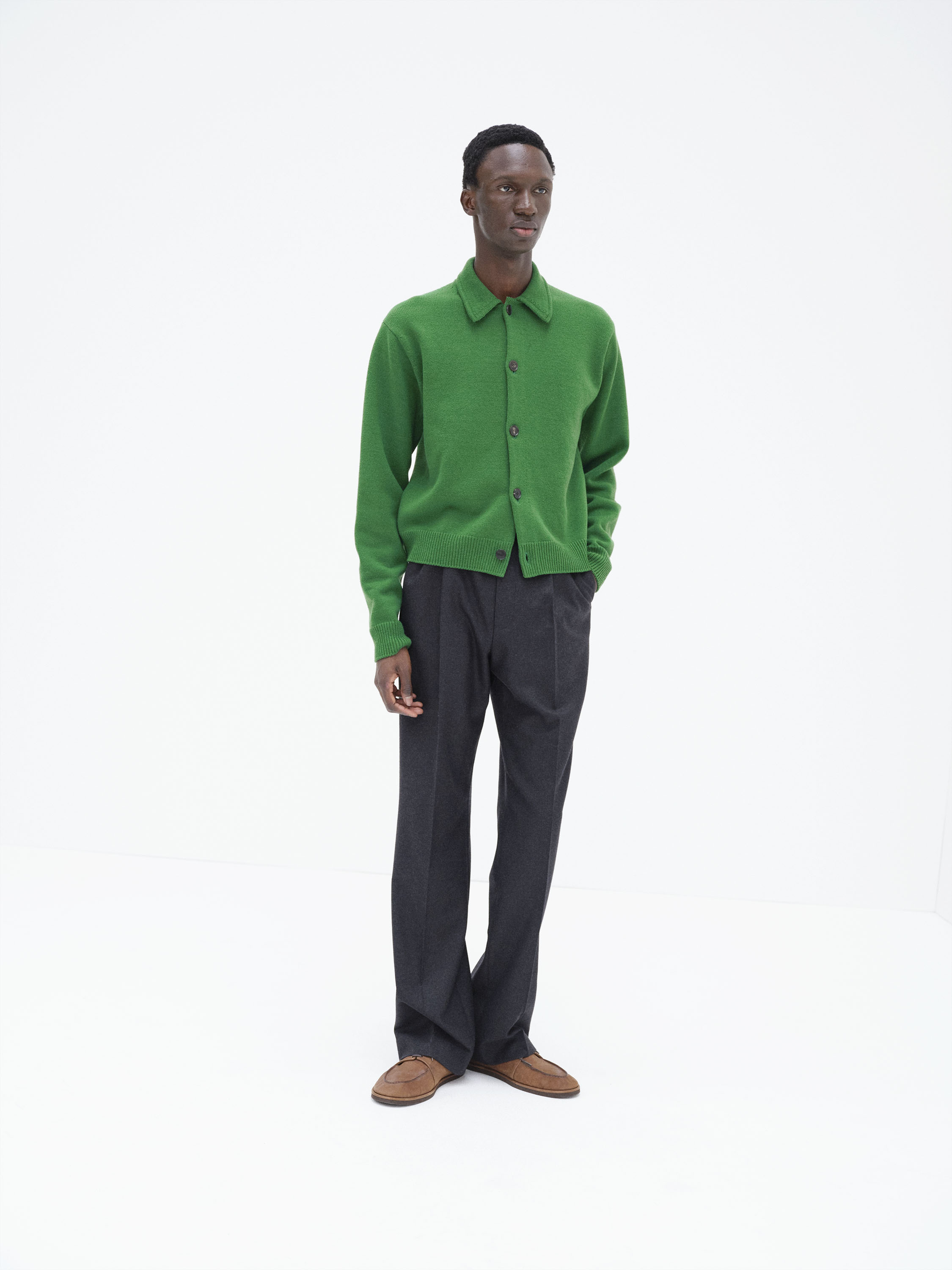 SUPER FINE WOOL KNIT SHIRT CARDIGAN 詳細画像 GREEN 1