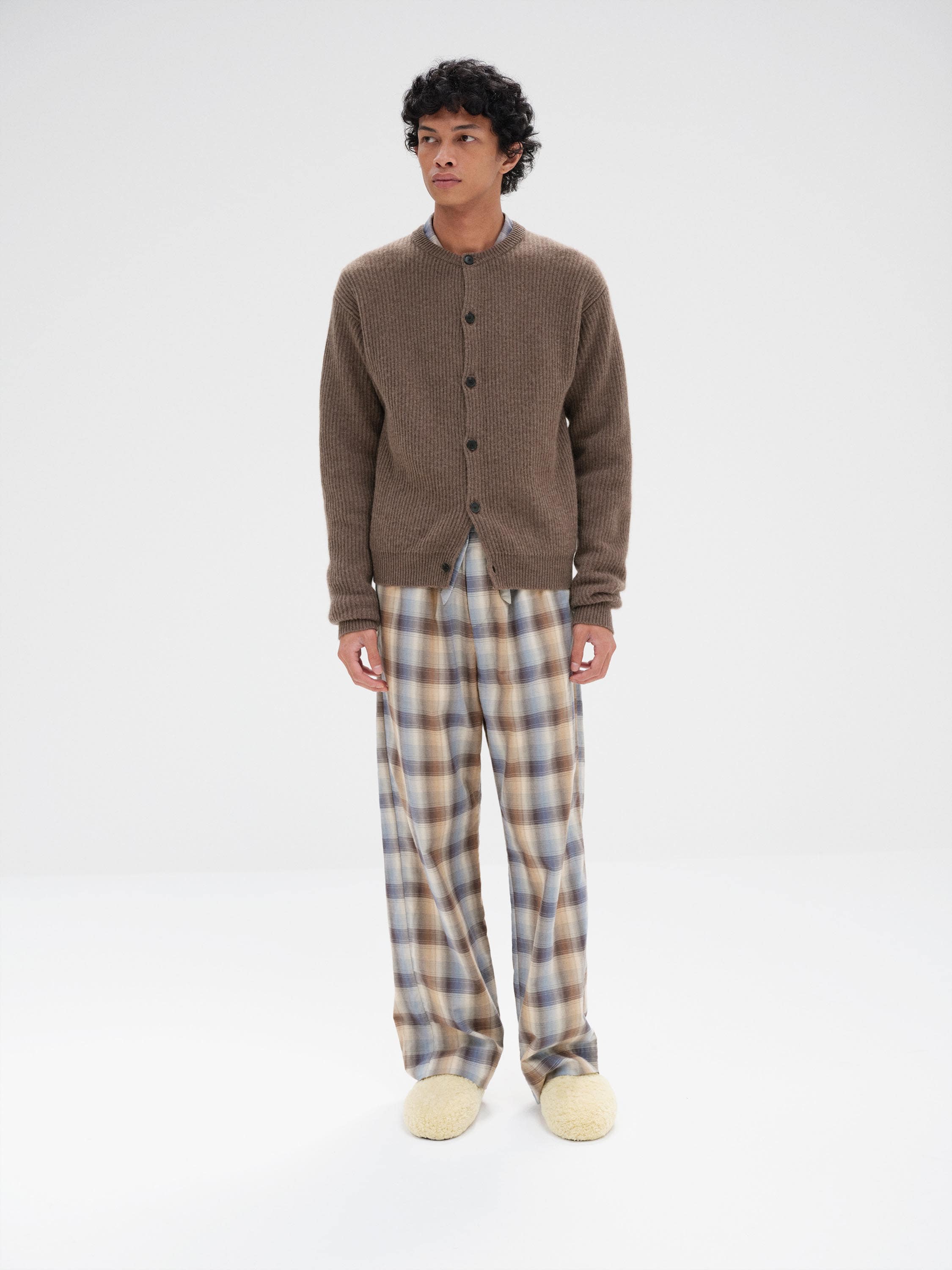 SUPER FINE WOOL CASHMERE RIB KNIT CARDIGAN 詳細画像 SOIL BROWN 2
