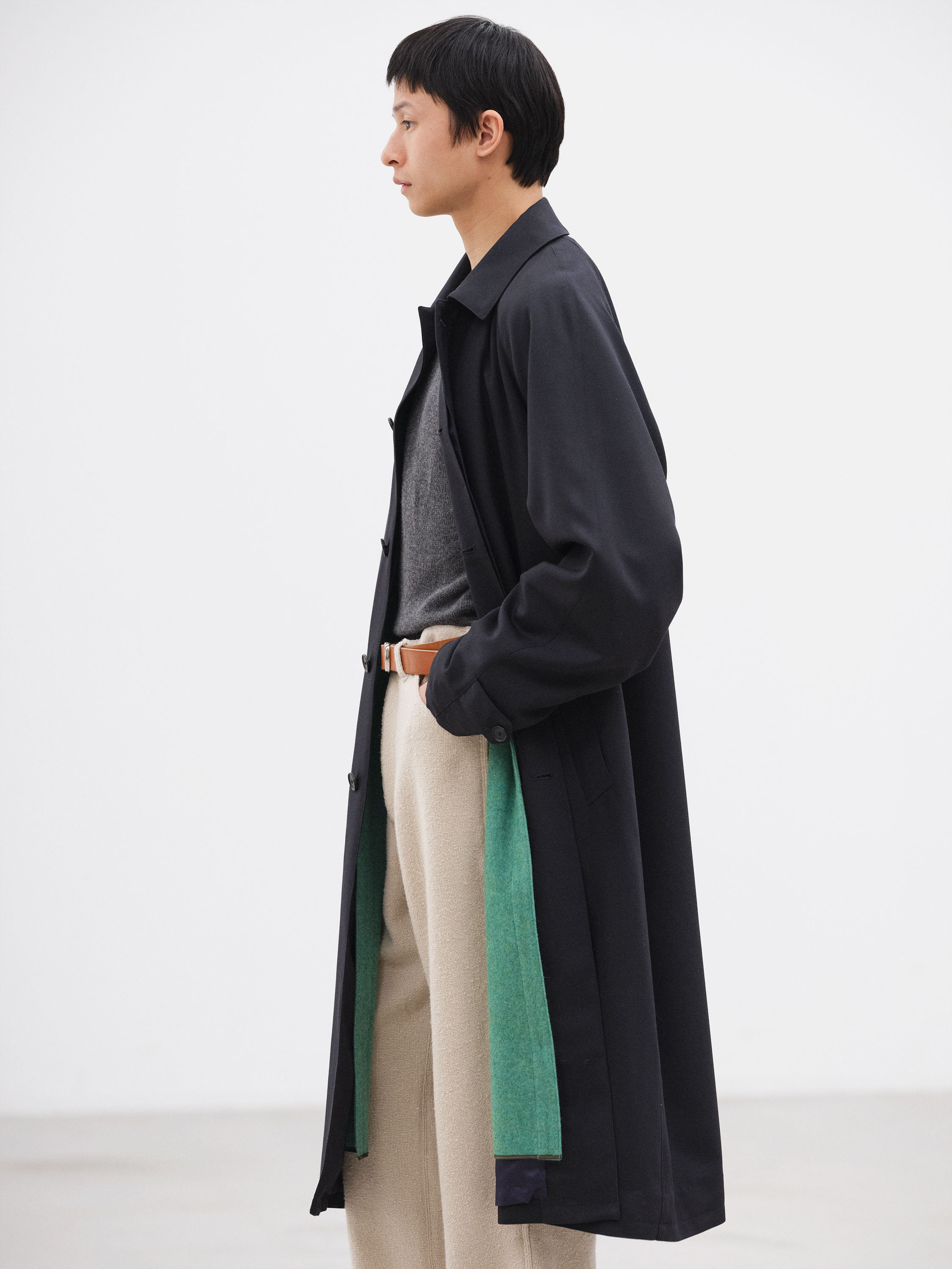 ULTRA FINE WOOL TWILL WOOL-LINED COAT 詳細画像 DARK NAVY × MIX GREEN 2