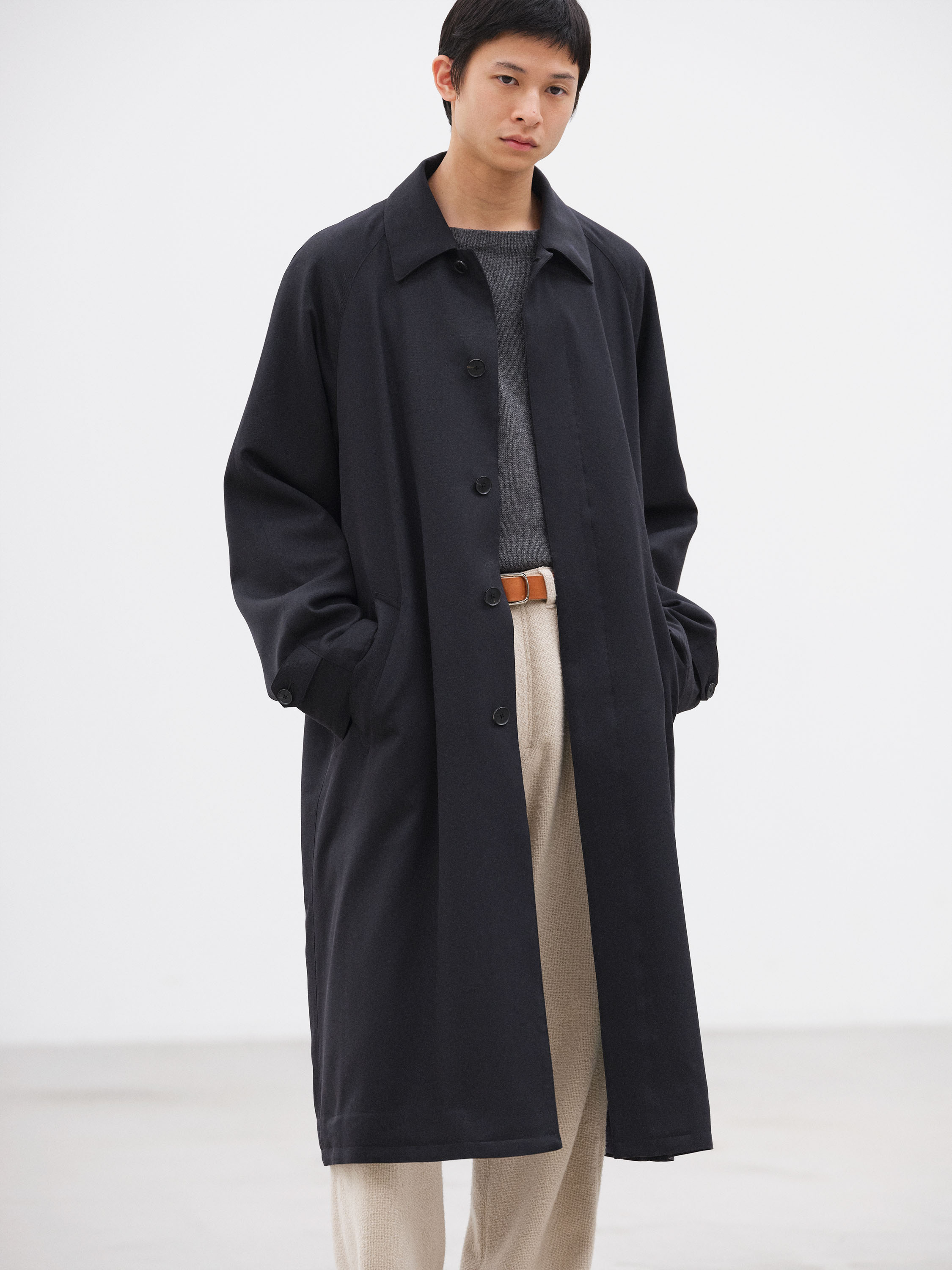 ULTRA FINE WOOL TWILL WOOL-LINED COAT 詳細画像 DARK NAVY × MIX GREEN 3