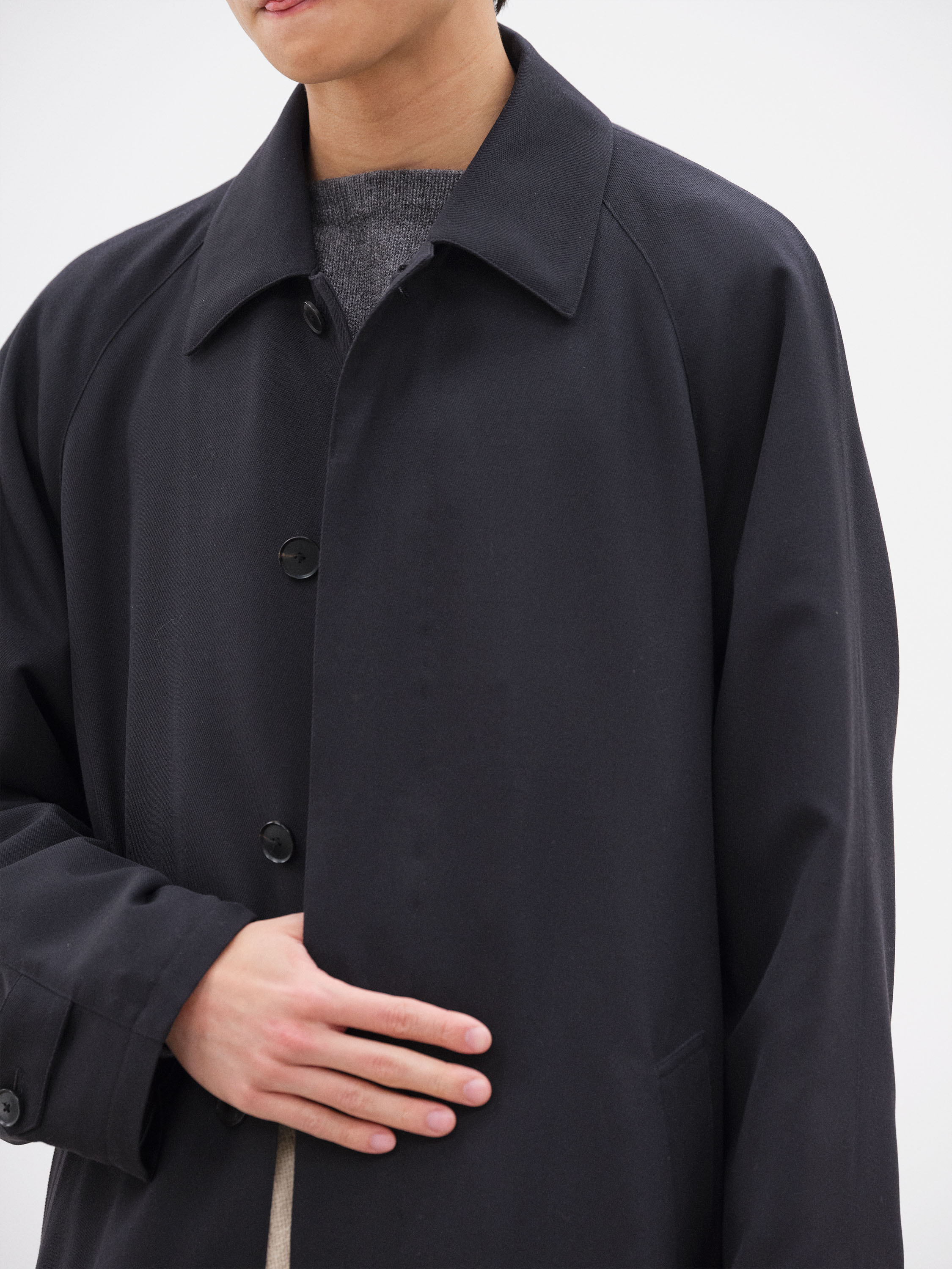 ULTRA FINE WOOL TWILL WOOL-LINED COAT 詳細画像 DARK NAVY × MIX GREEN 4
