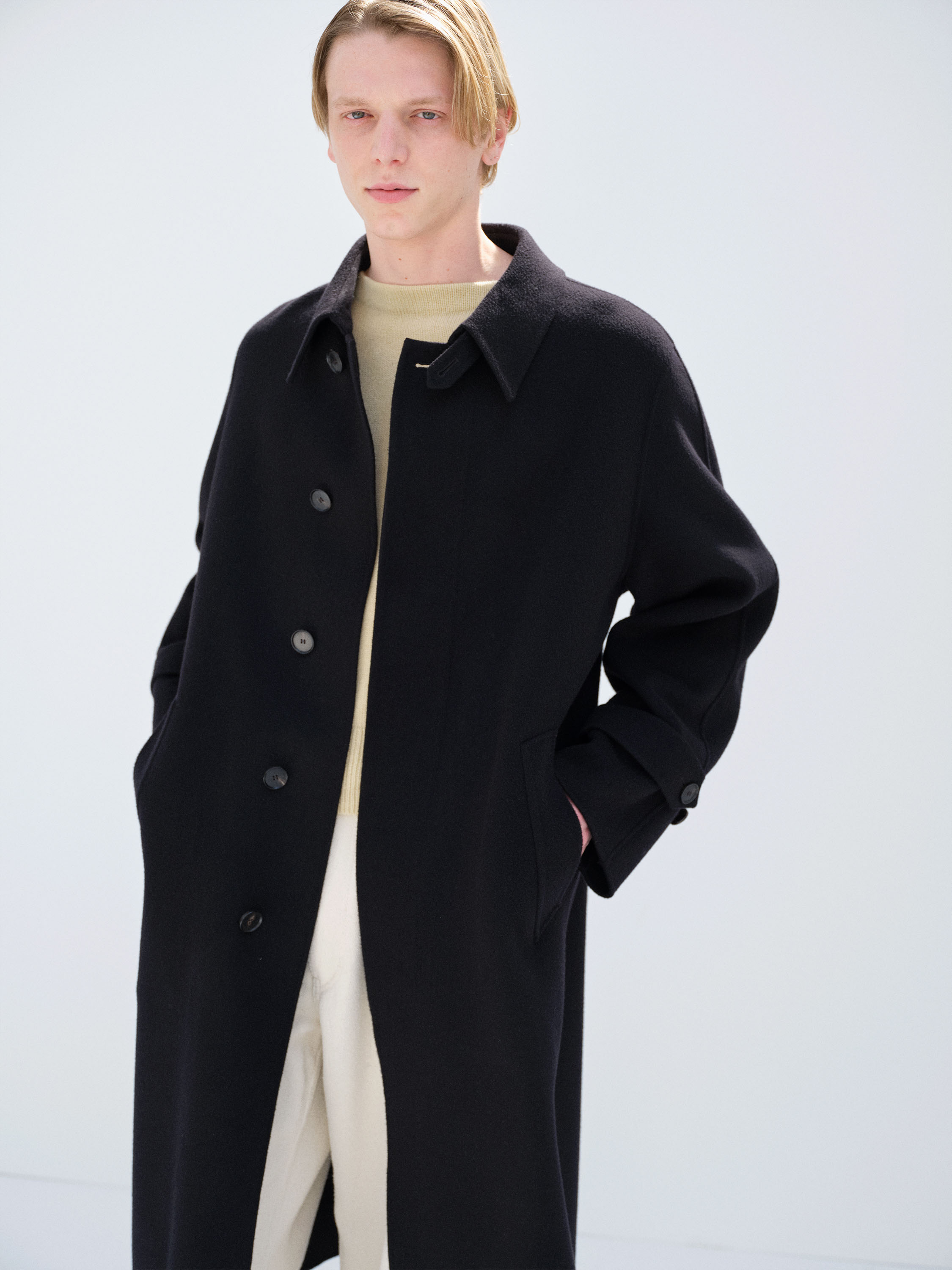 SUPER FINE WOOL MELTON HAND SEWN COAT 詳細画像 BLACK 2