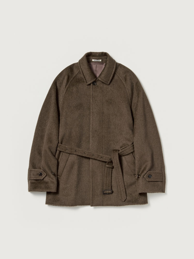 HAIRY WOOL MOHAIR CHAMBRAY SOUTIEN COLLAR COAT