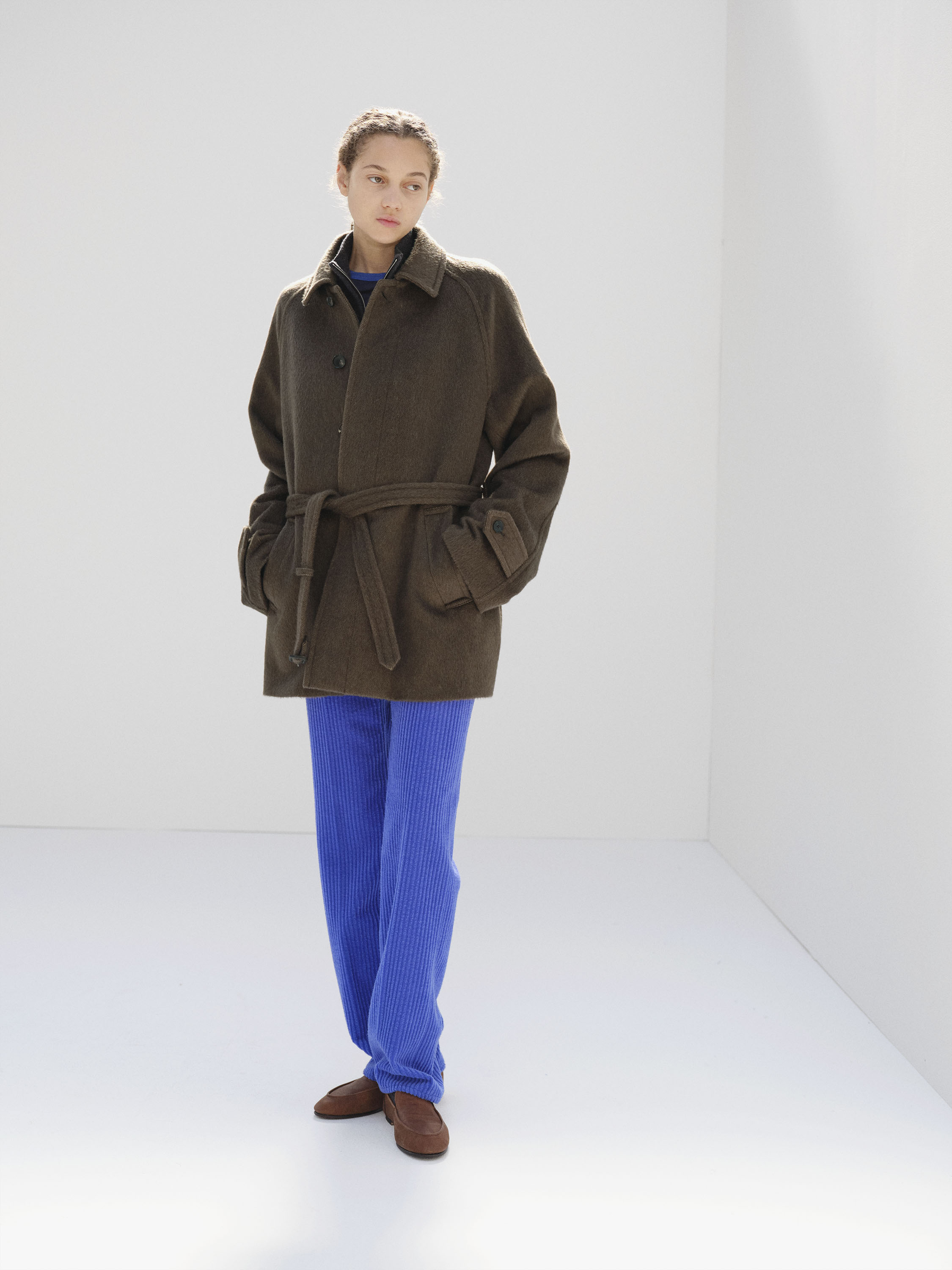 HAIRY WOOL MOHAIR CHAMBRAY SOUTIEN COLLAR COAT 詳細画像 BROWN 2