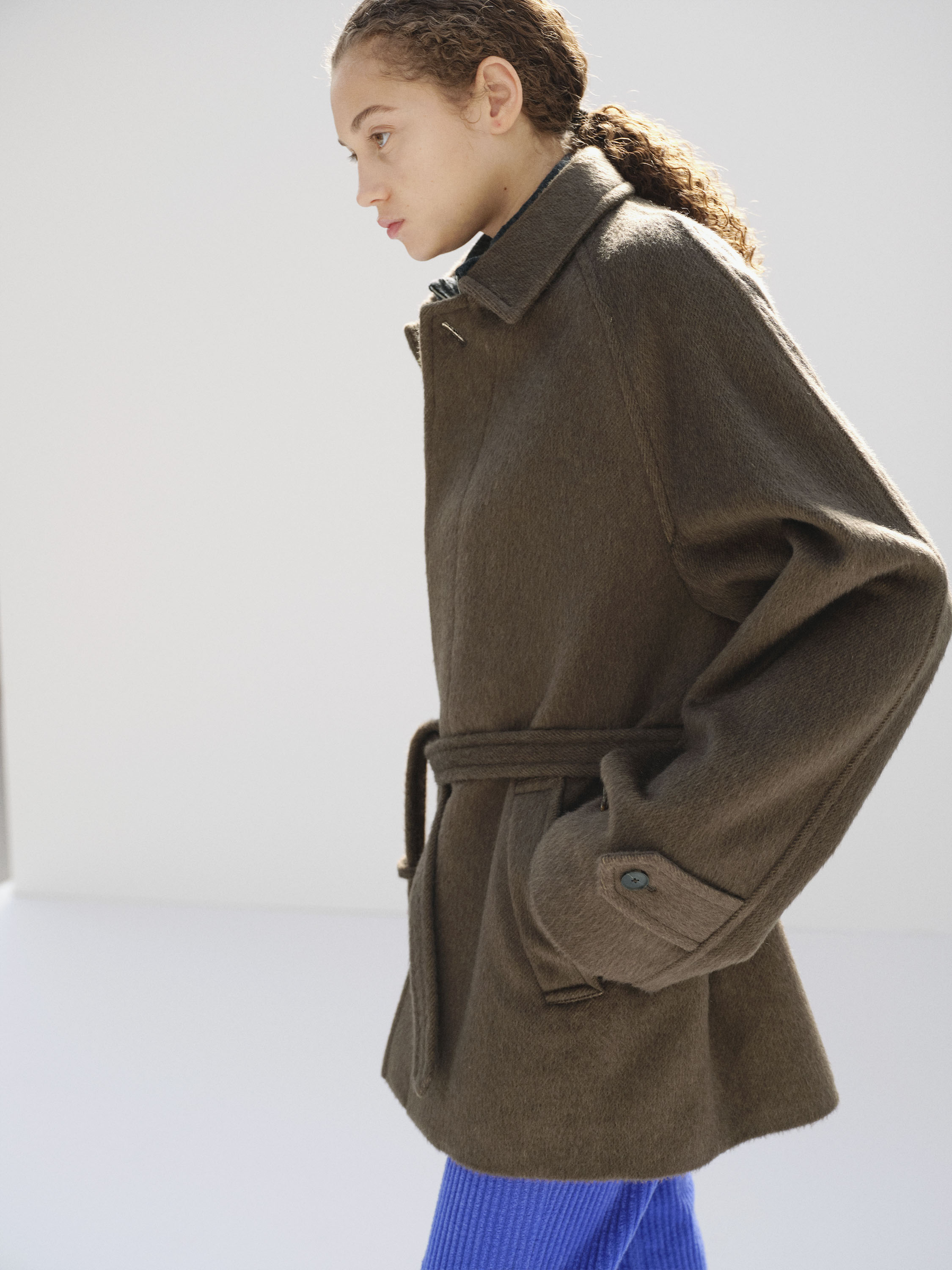 HAIRY WOOL MOHAIR CHAMBRAY SOUTIEN COLLAR COAT 詳細画像 BROWN 3
